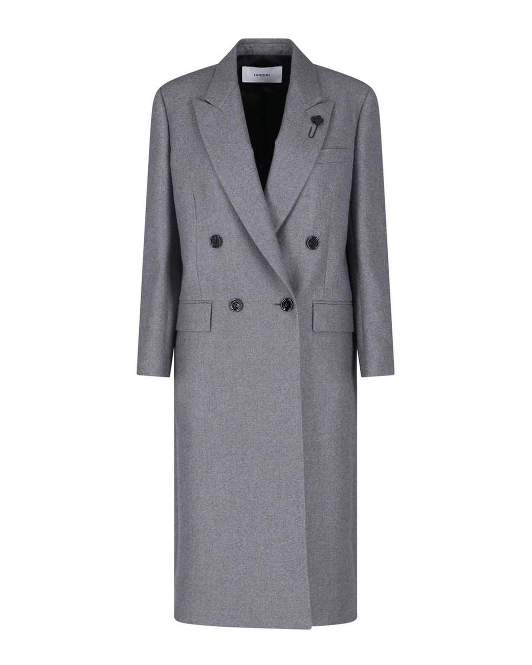 Lardini Gray Double-Breasted Cashmere Coat