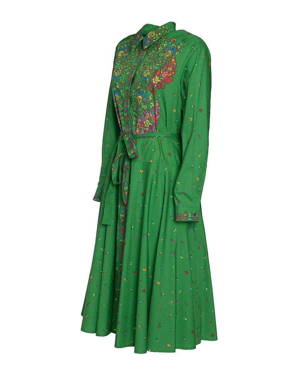 KENZO Green Paisley Flower Shirt Dress