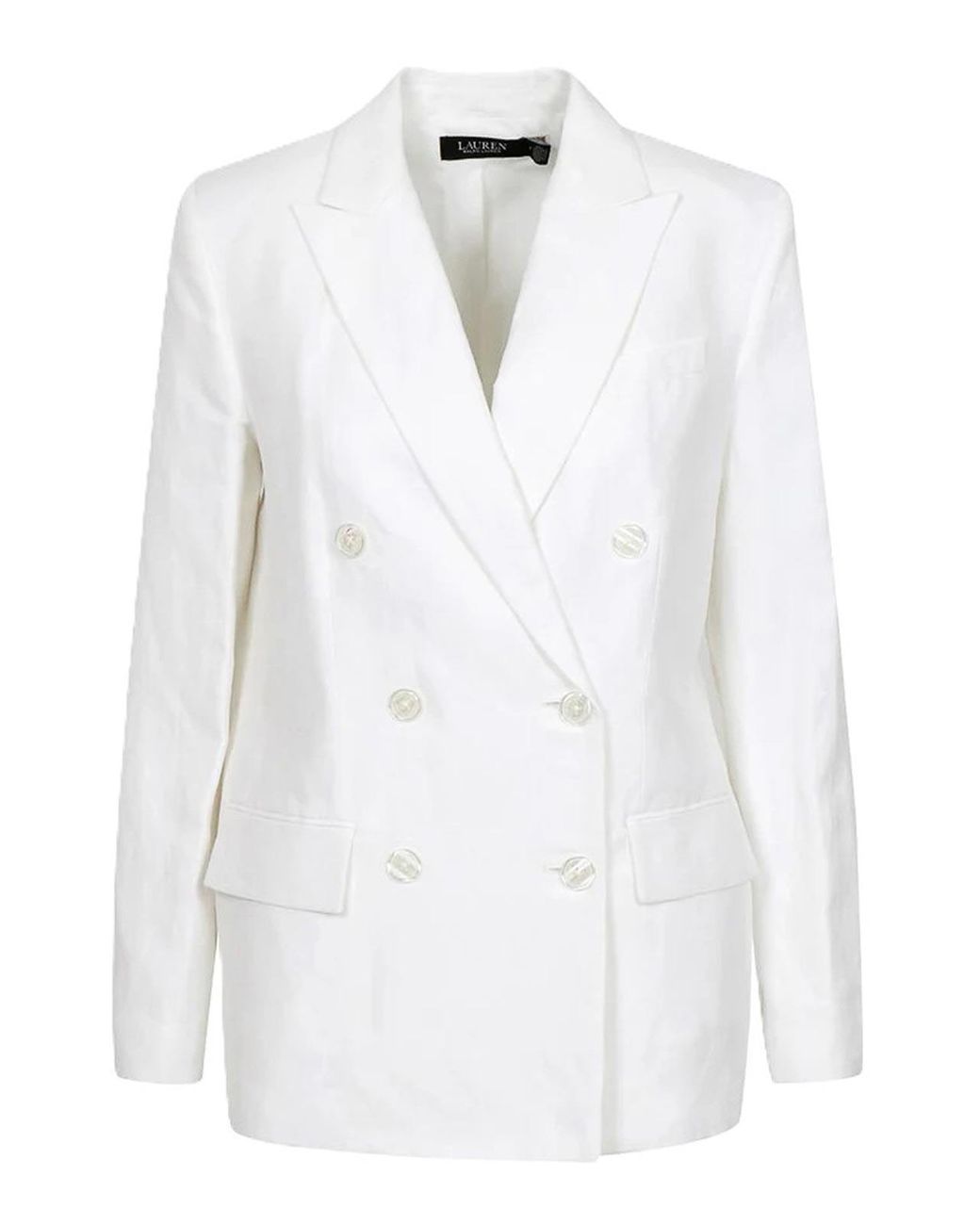 Ralph Lauren White Narain-Blazer-Lt Drapy Linen Visc