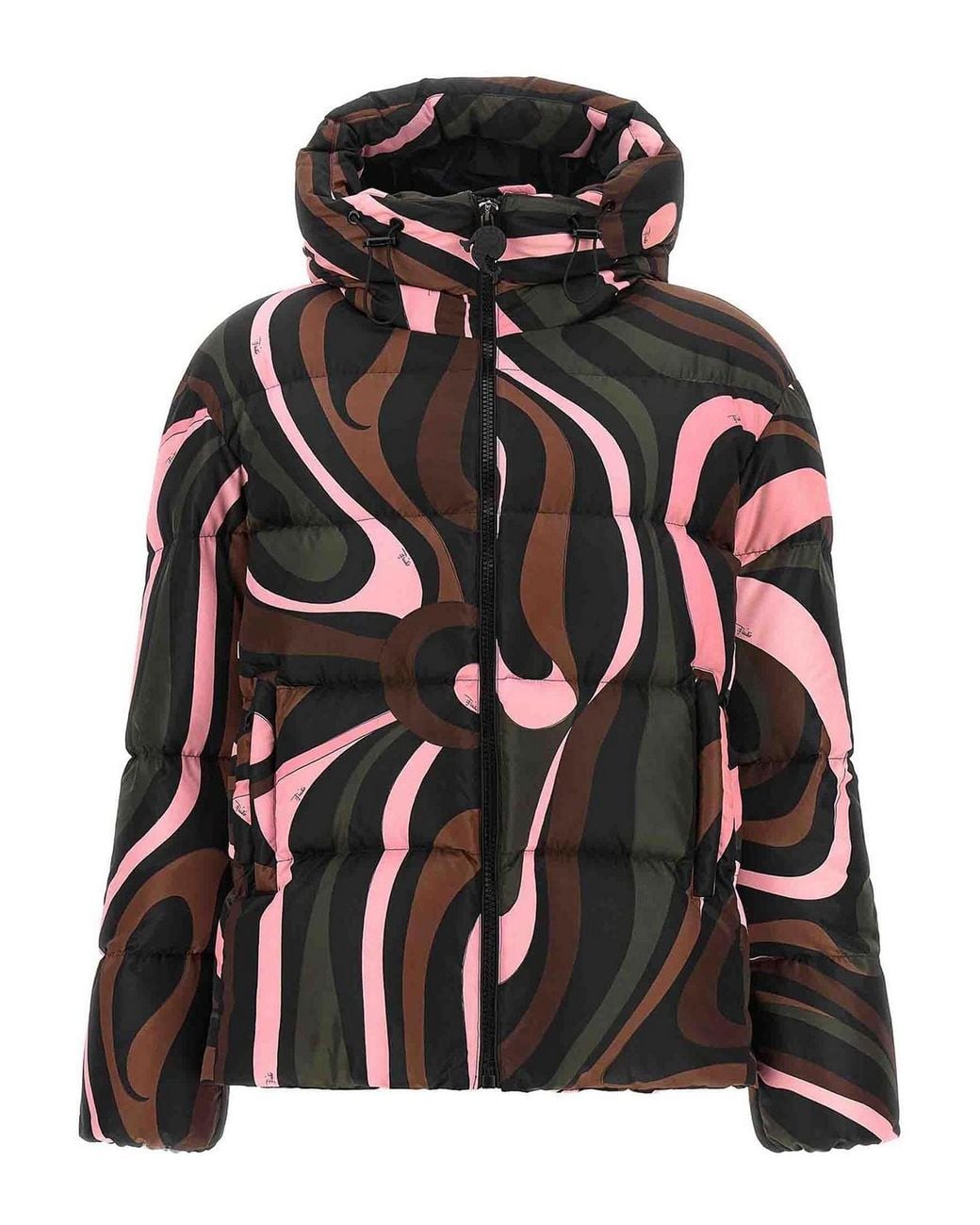 Emilio Pucci Black Marmo Print Technical Puffer Jacket