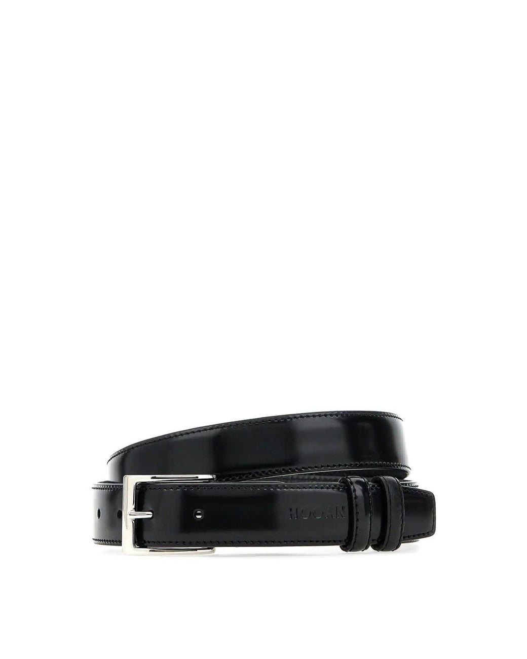 Hogan Black Leather Belt for men