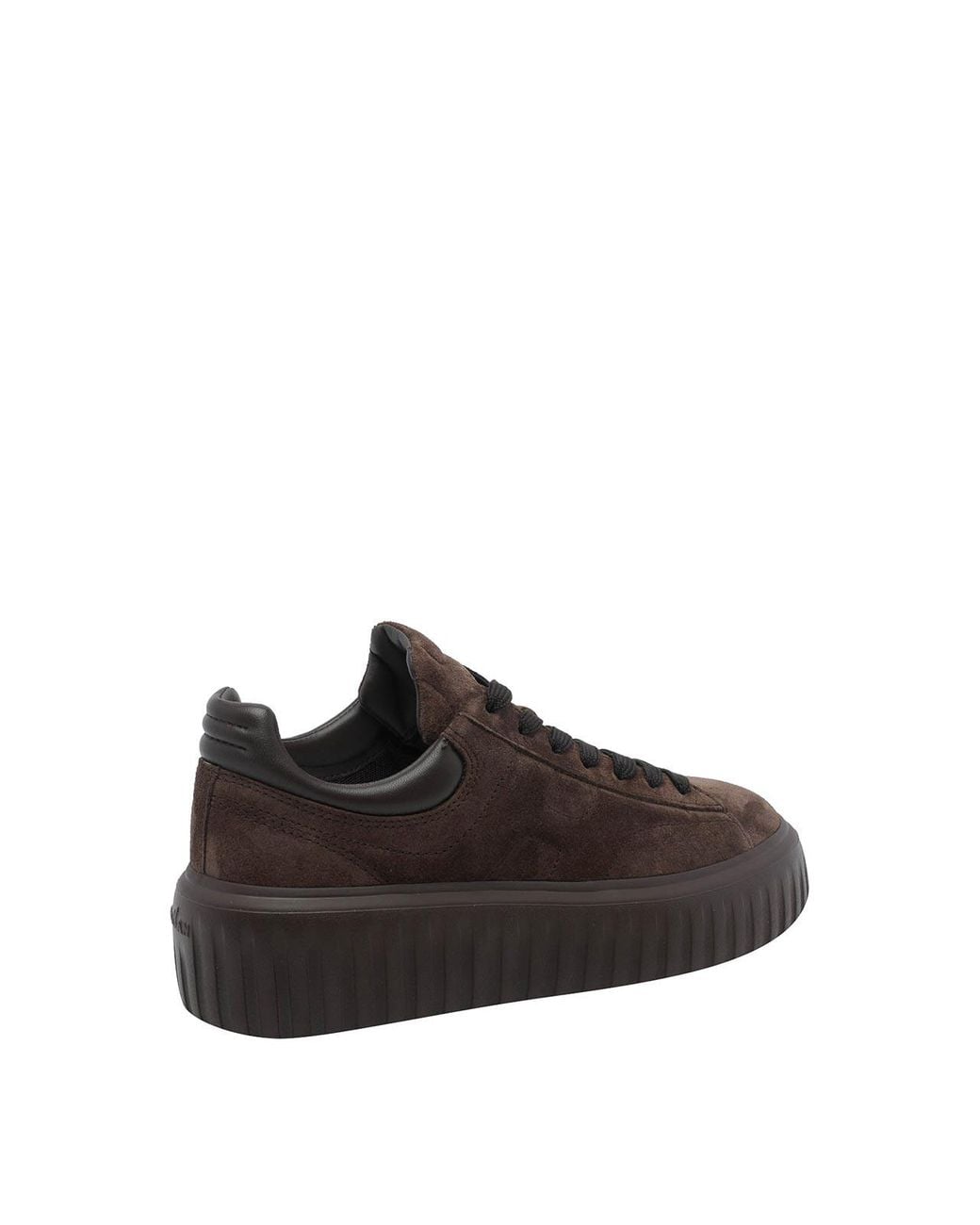 Hogan Brown H-Stripes Suede Platform Sneakers
