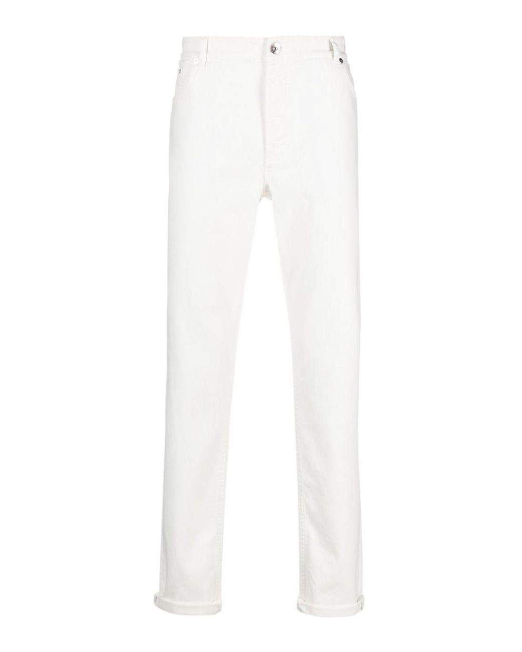 Brunello Cucinelli White Dyed Denim Pants for men