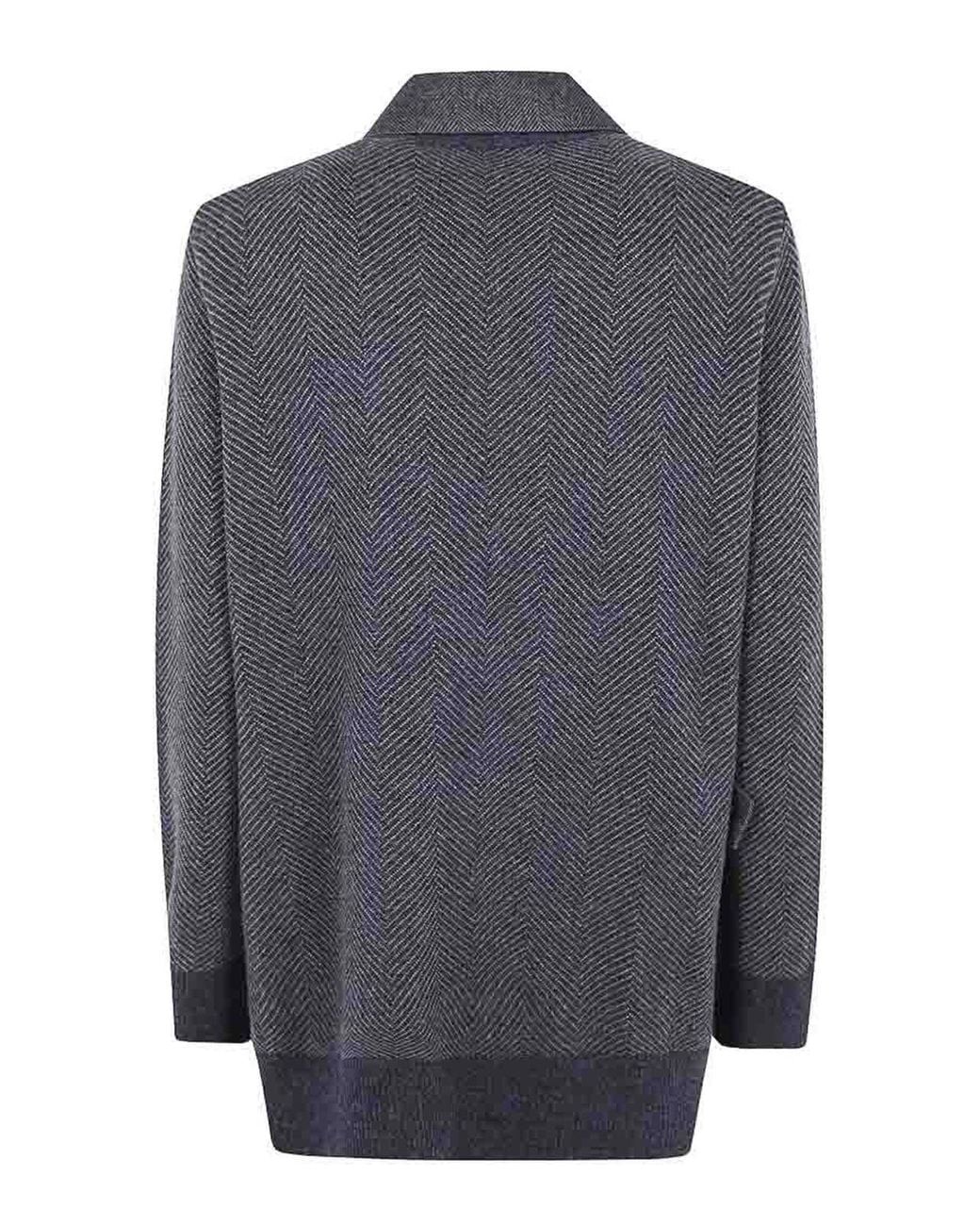 Sacai Gray Herringbone Wool Double-Breasted Blazer