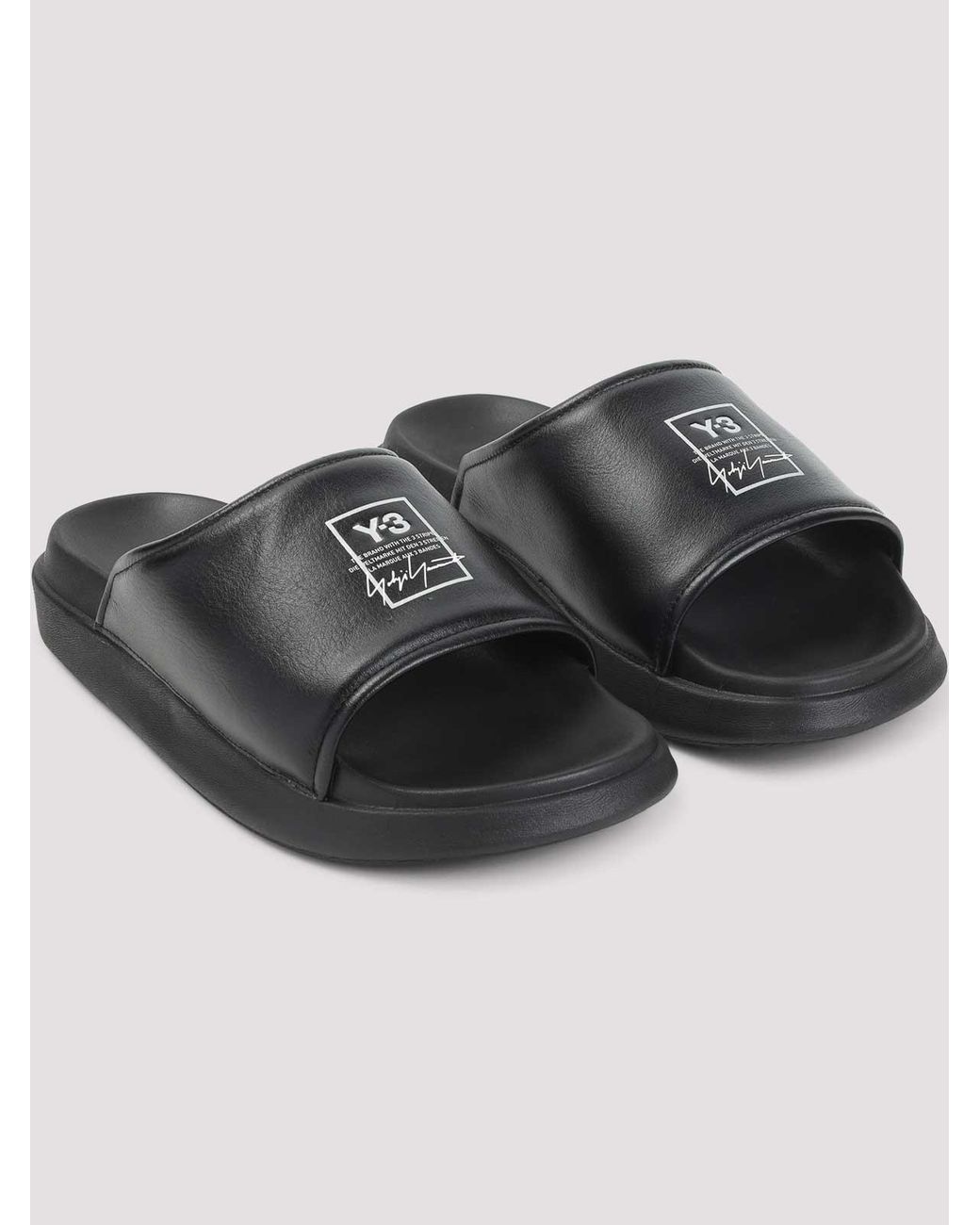 Y-3 Black Rubber Sandals for men