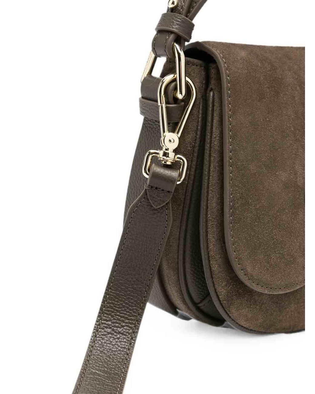 Coccinelle Metallic Mud Suede Leather Crossbody Bag