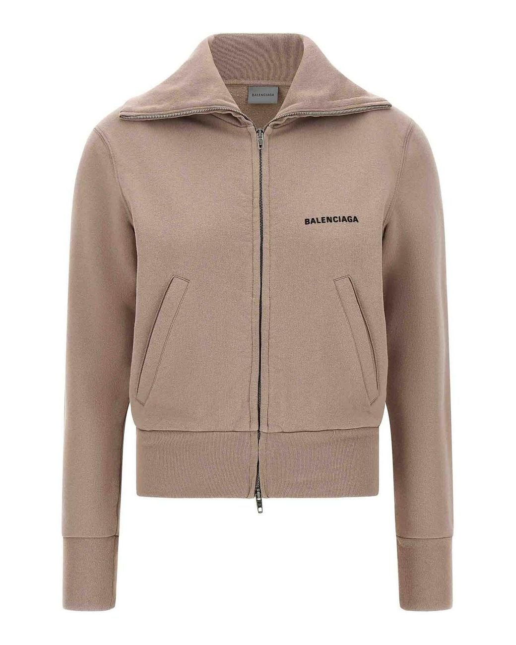 Balenciaga Brown Slim Zip Cotton Sweatshirt