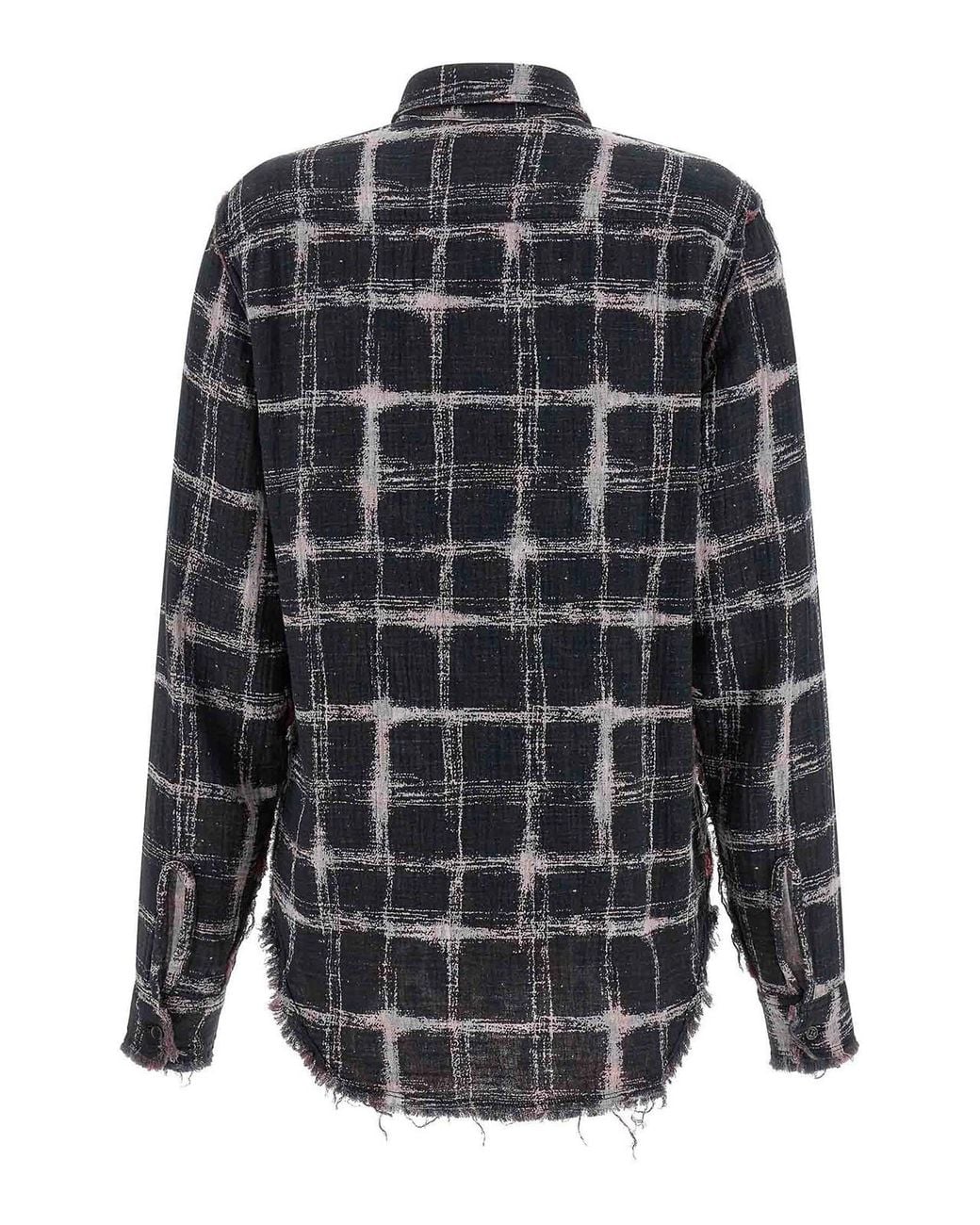 R13 Gray Fringed Hem Reversible Shirt