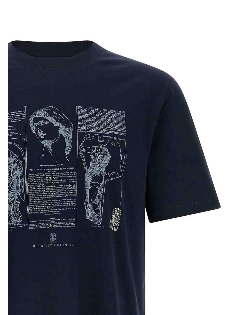 Brunello Cucinelli Blue Printed T-Shirt for men