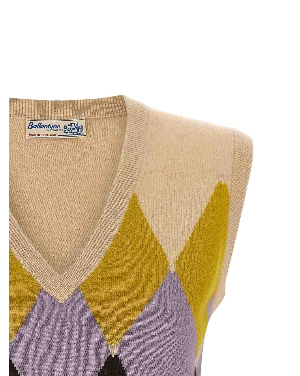 Ballantyne Natural New Diamond Vest Argyle