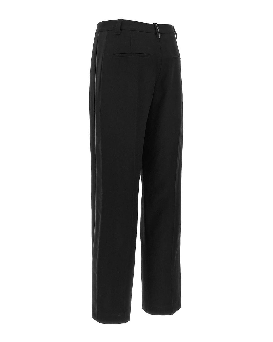 Brunello Cucinelli Black Virgin Wool Straight-Leg Trousers