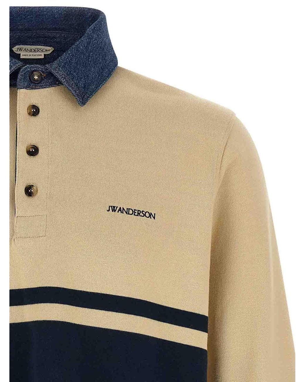 J.W. Anderson Blue Contrast Collar Polo Shirt for men