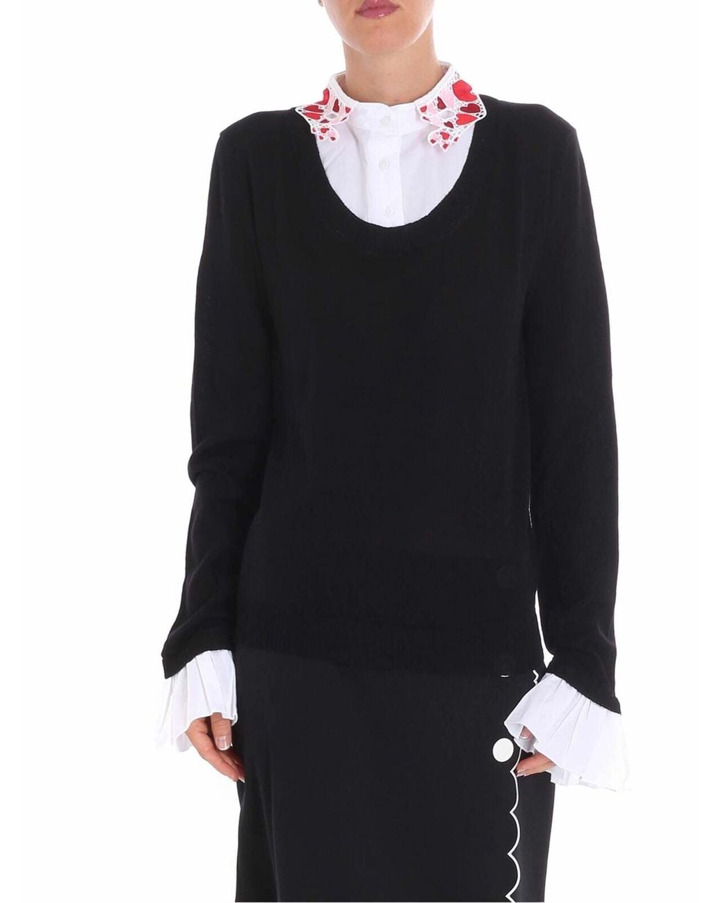 Vivetta Black Zucchi Sweater With Shirt Neckline