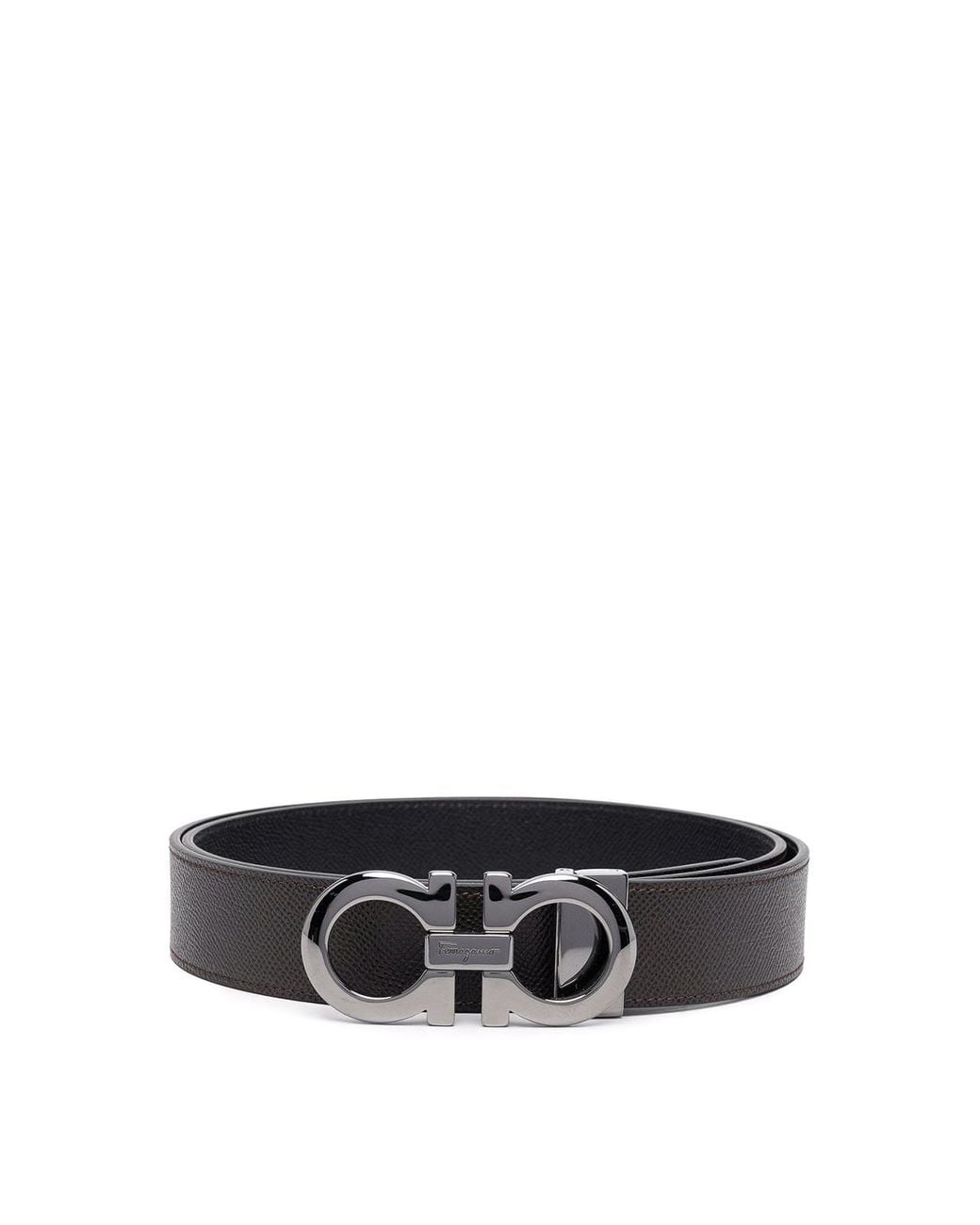 Ferragamo White Gancini Reversible Leather Belt for men
