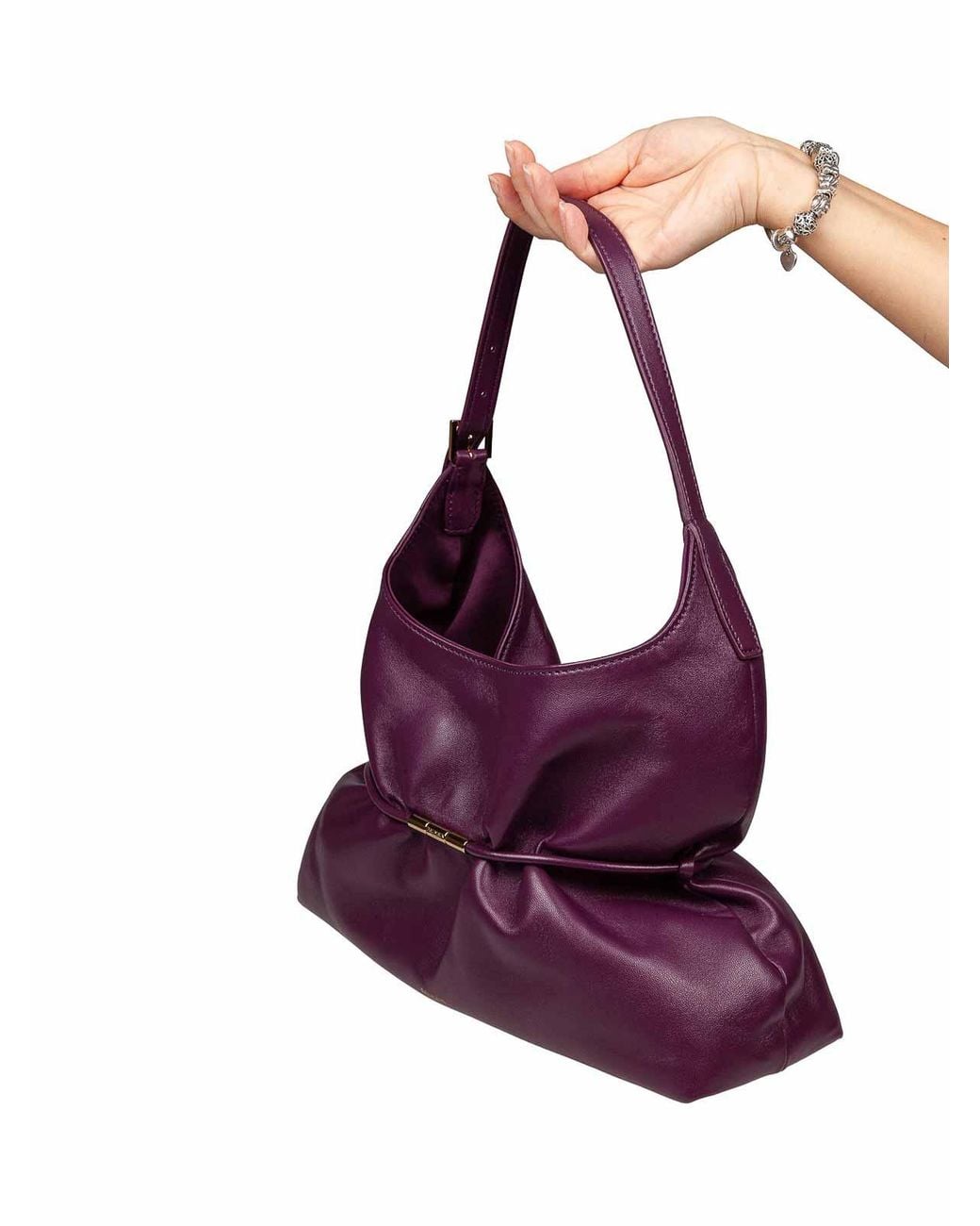 Balmain Purple Sphynx Medium Bag Merlot Color