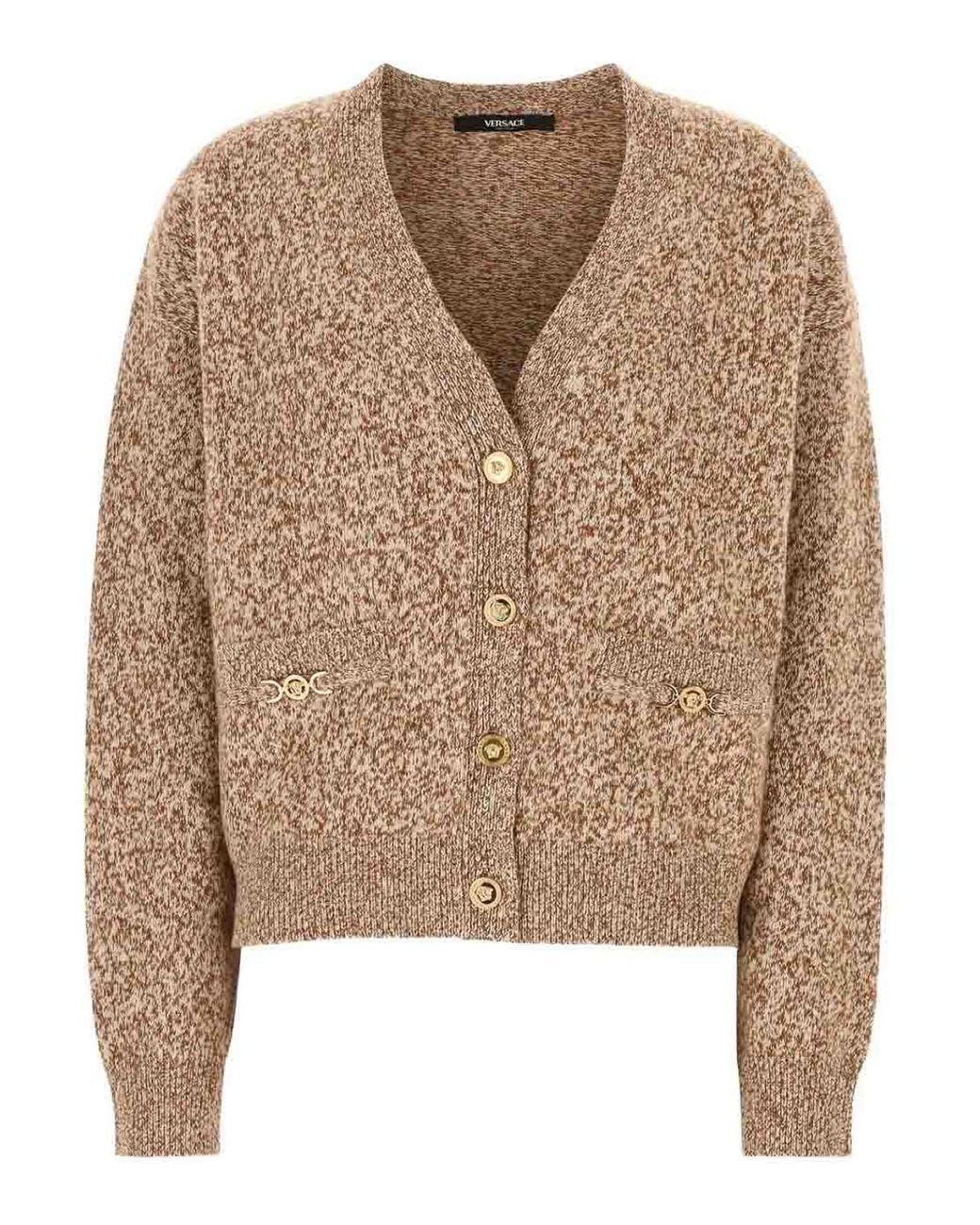 Versace Natural Moulin Cashmere-Blend Knit Boxy Cardigan