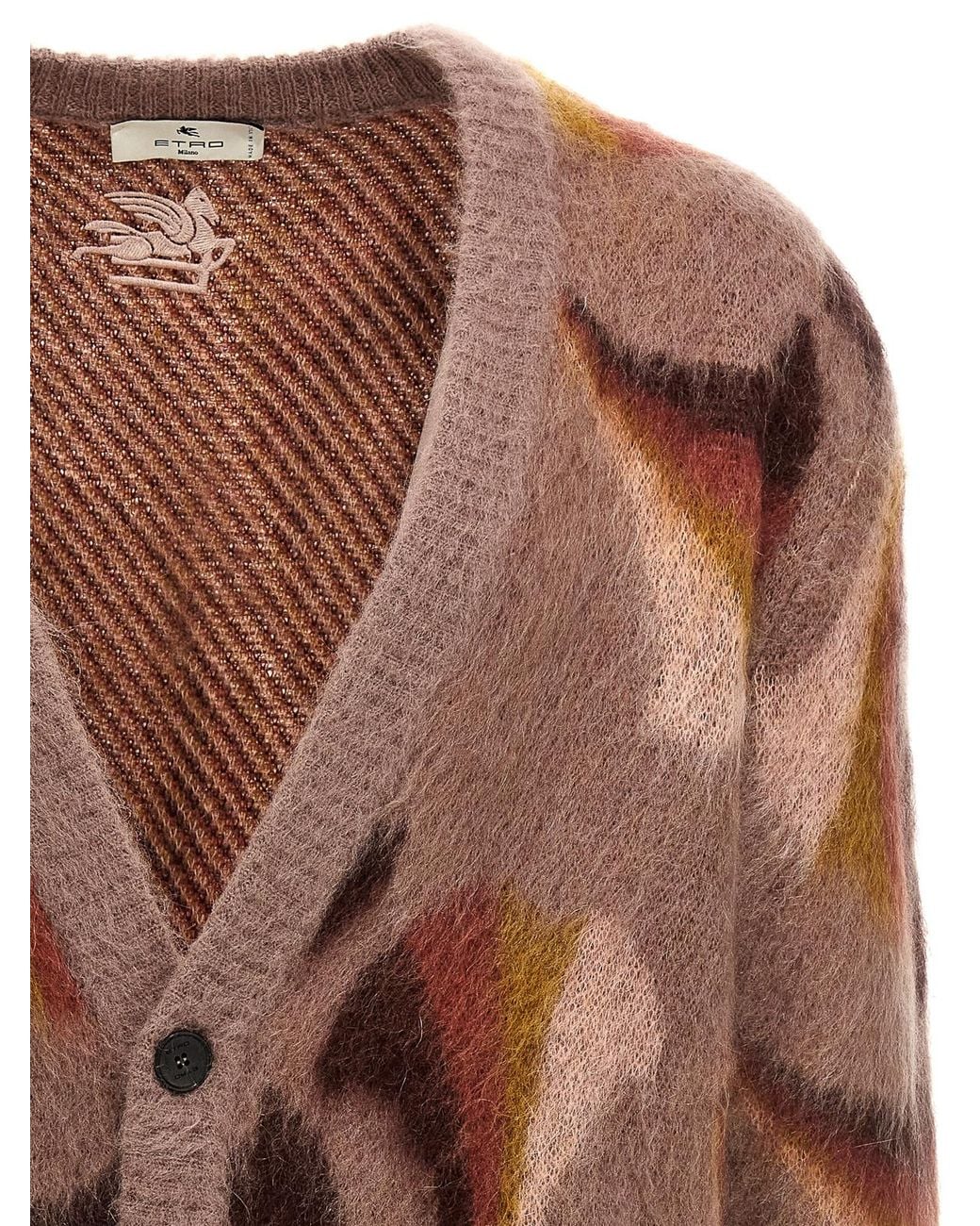 Etro Brown Patterned Cardigan for men
