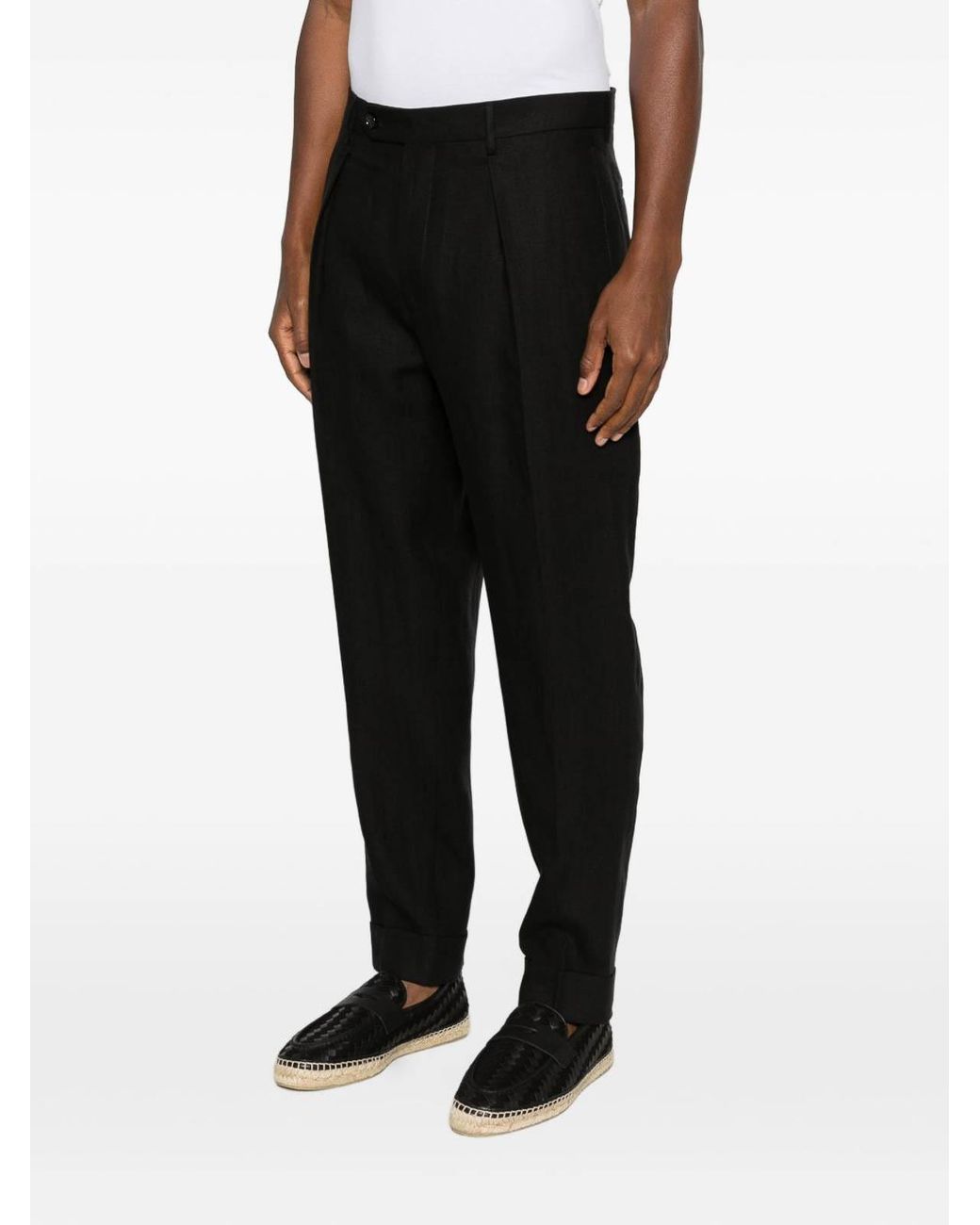 Berwich Black Chiaia Long Trousers With Pleats for men