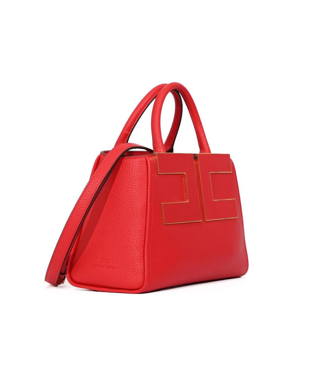 Elisabetta Franchi Red Passion Leather Effect Tote Bag With Logo