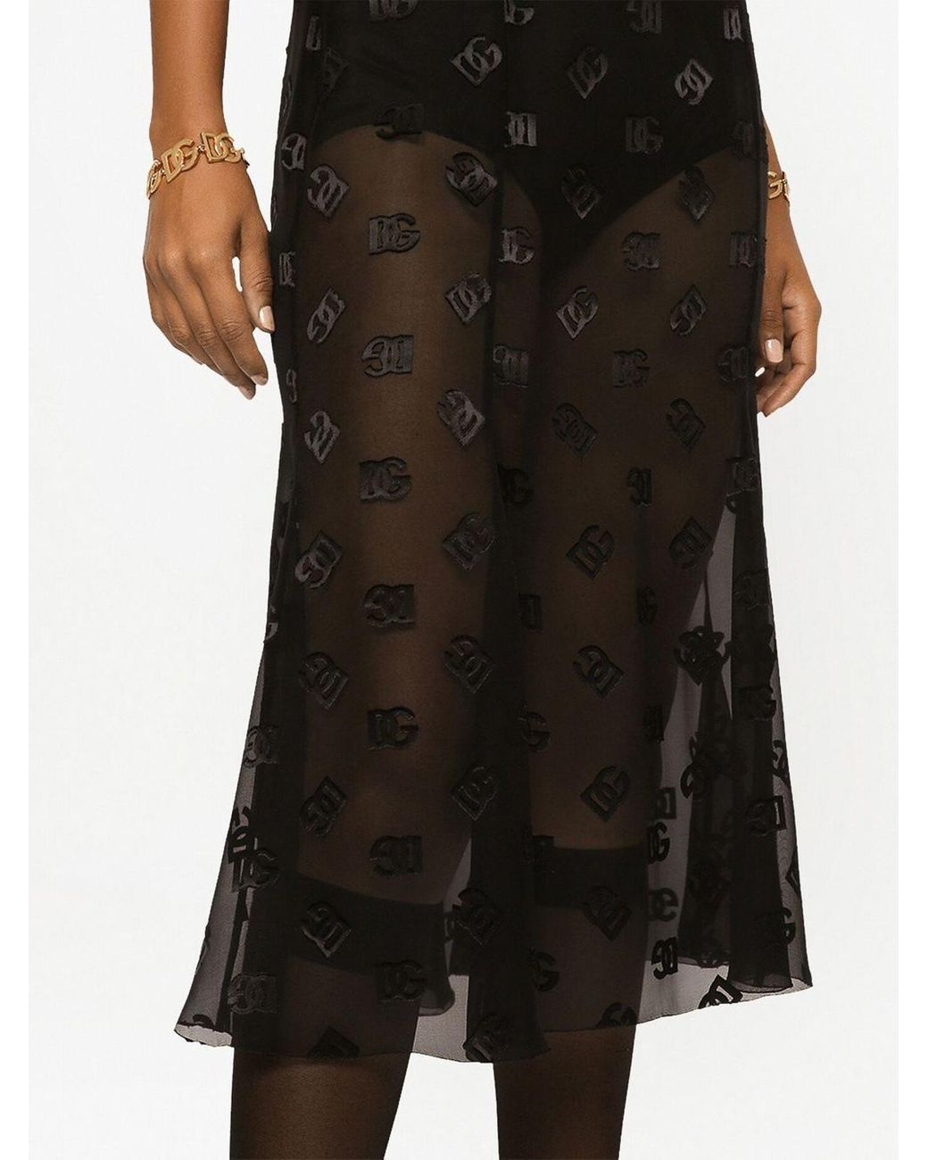 Dolce & Gabbana Black Sheer Effect Silk Skirt