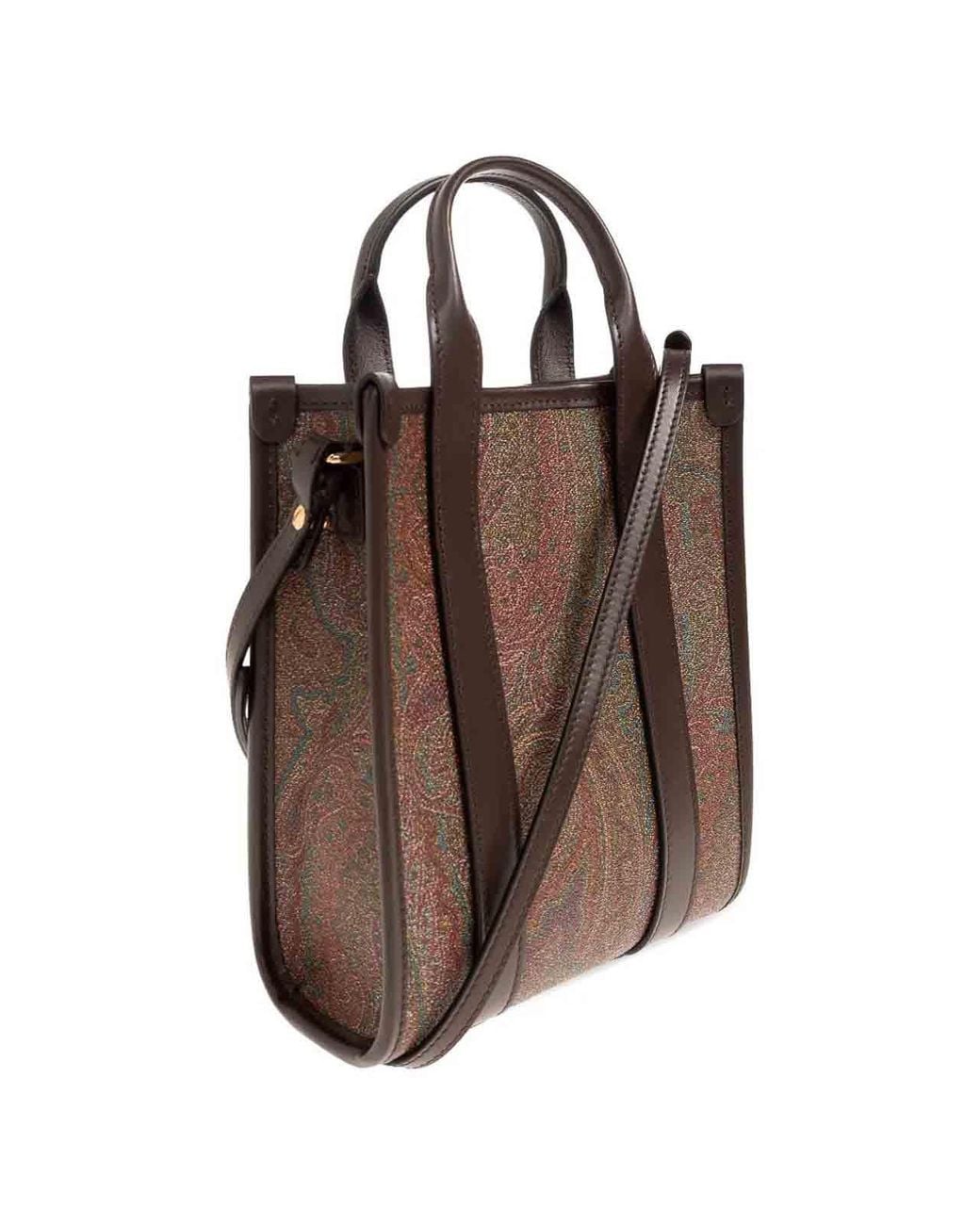 Etro Brown Xs Paisley Tote Shopping Bag