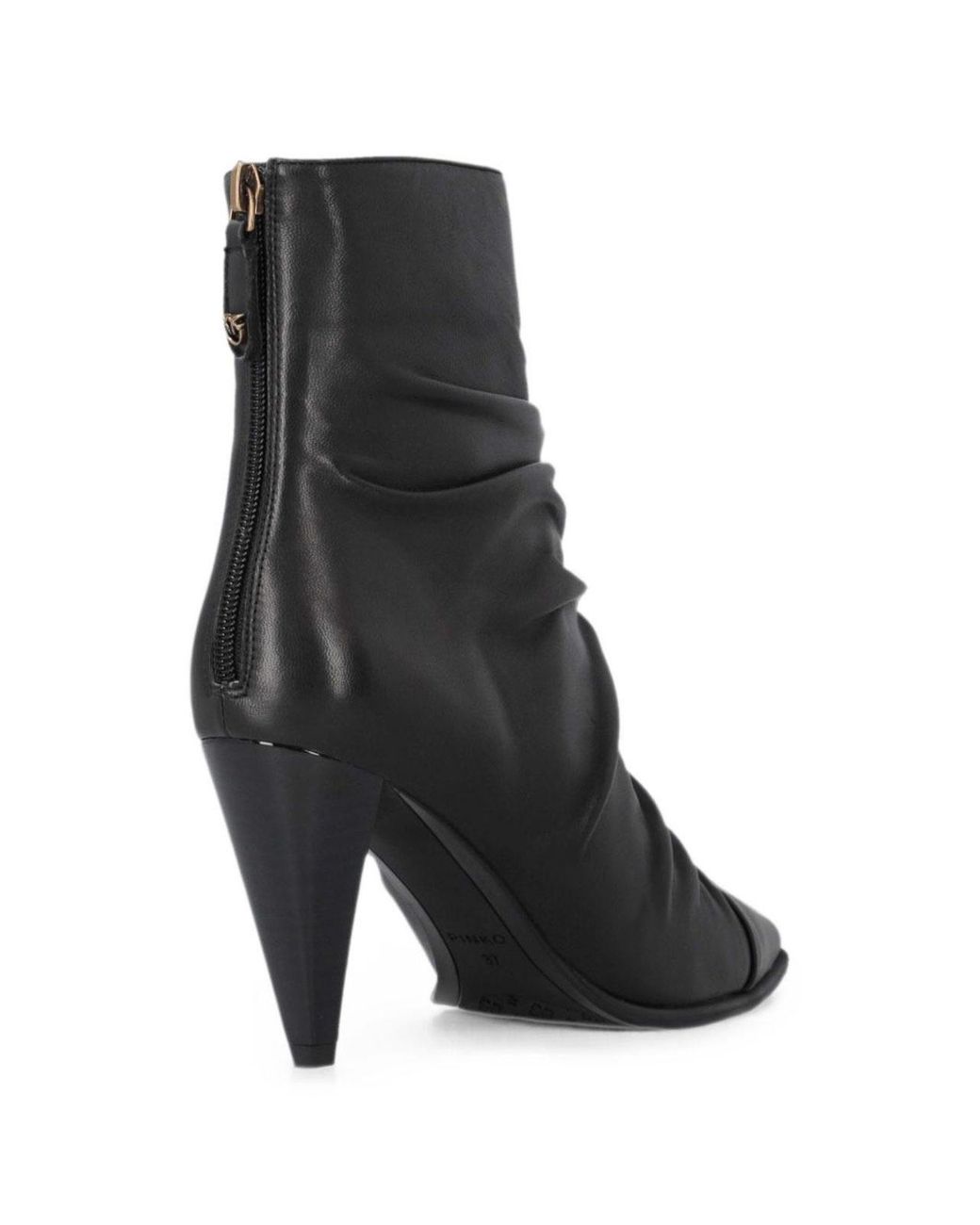 Pinko Black Vane Leather Ankle Boots