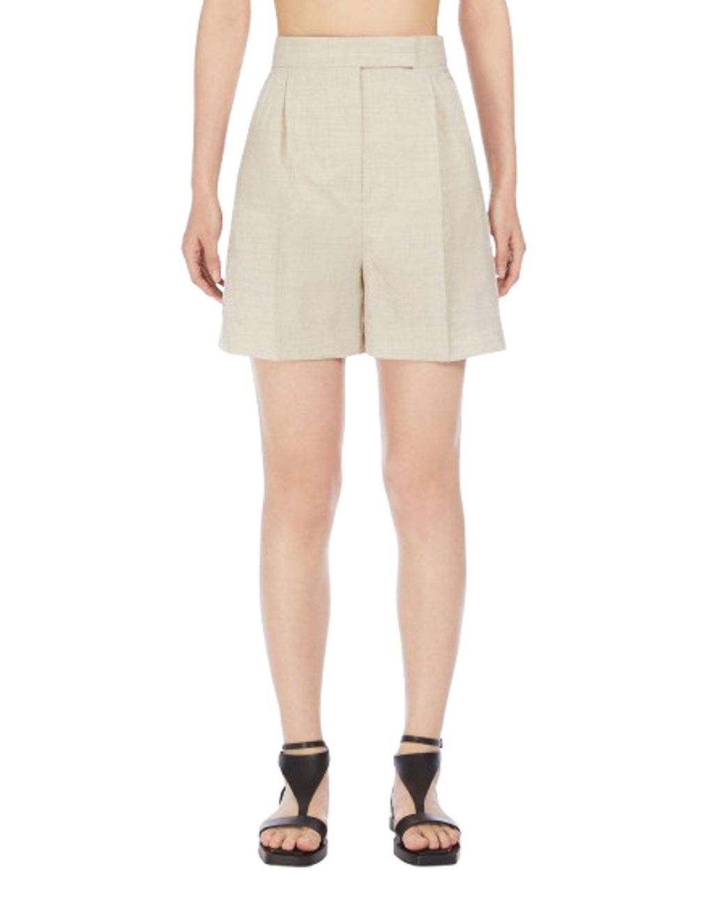 Max Mara Natural Wool Canvas Shorts