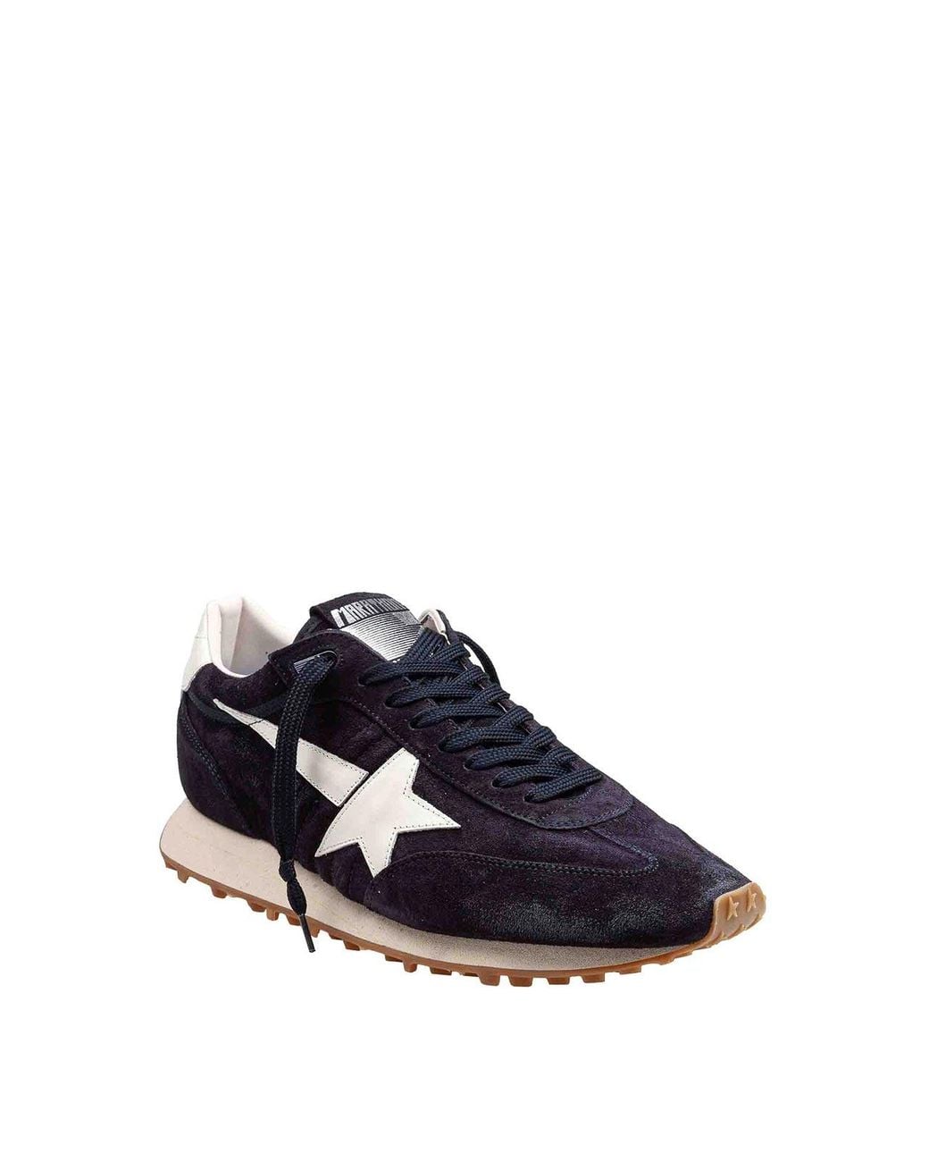 Golden Goose Deluxe Brand Blue Leather And Suede Marathon Sneakers With Distressed Effect for men
