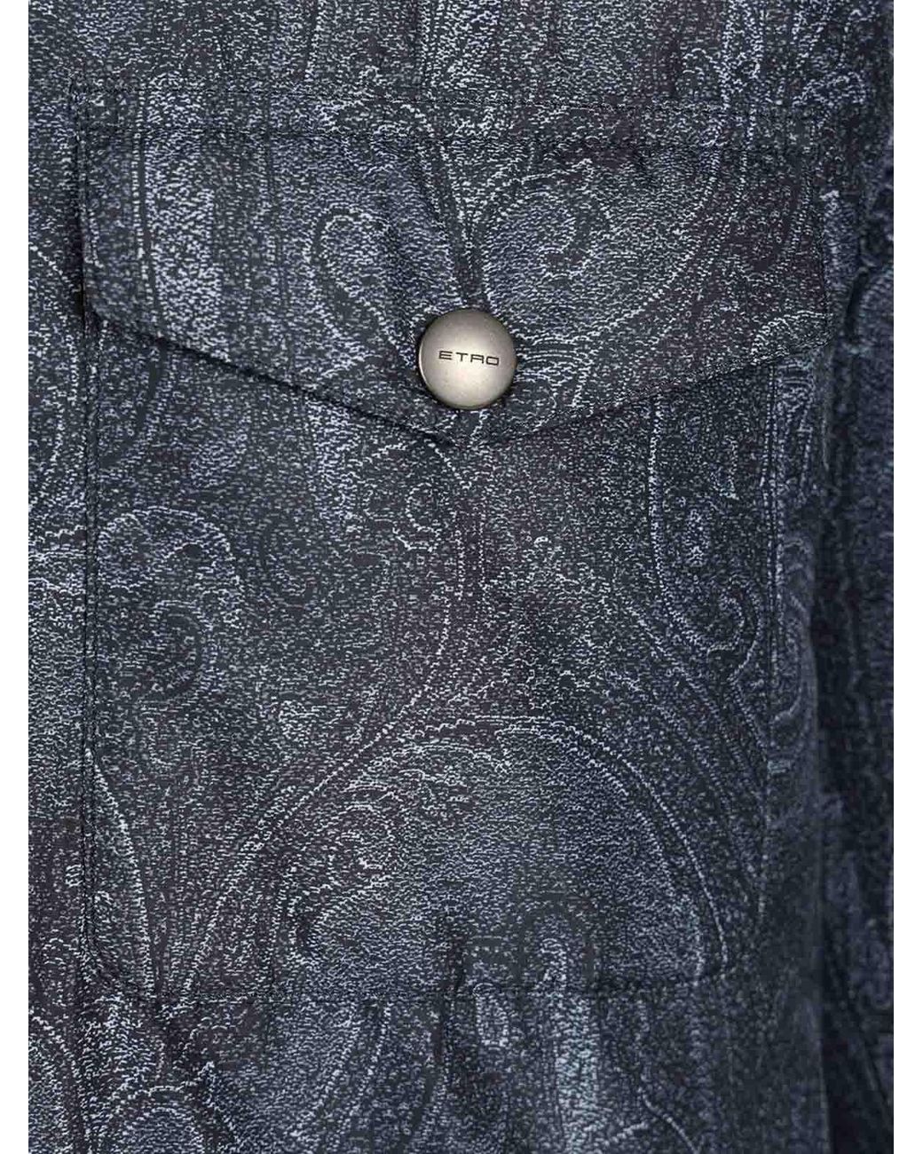 Etro Blue Paisley Decoration Overshirt for men