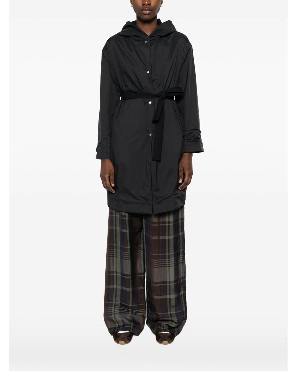 Herno Blue Hooded Overcoat With Side Pockets