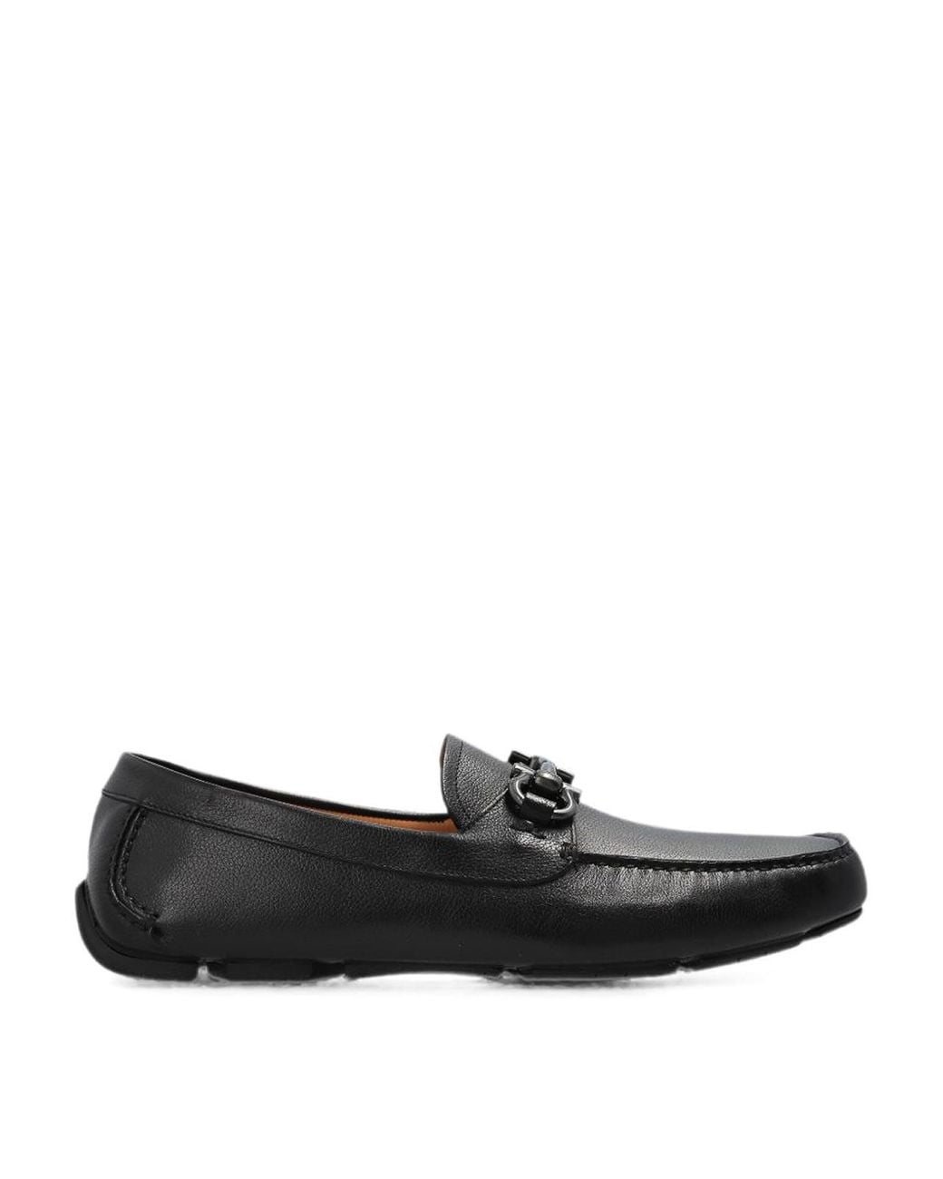 Ferragamo Black Leather Driver Shoes for men