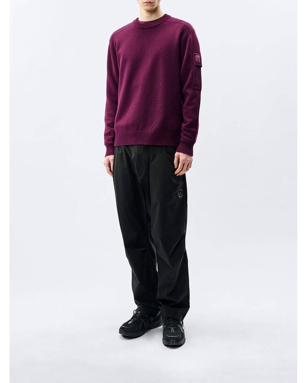 C P Company Purple Metropolis Series Fine Wool Crewneck Jumper for men