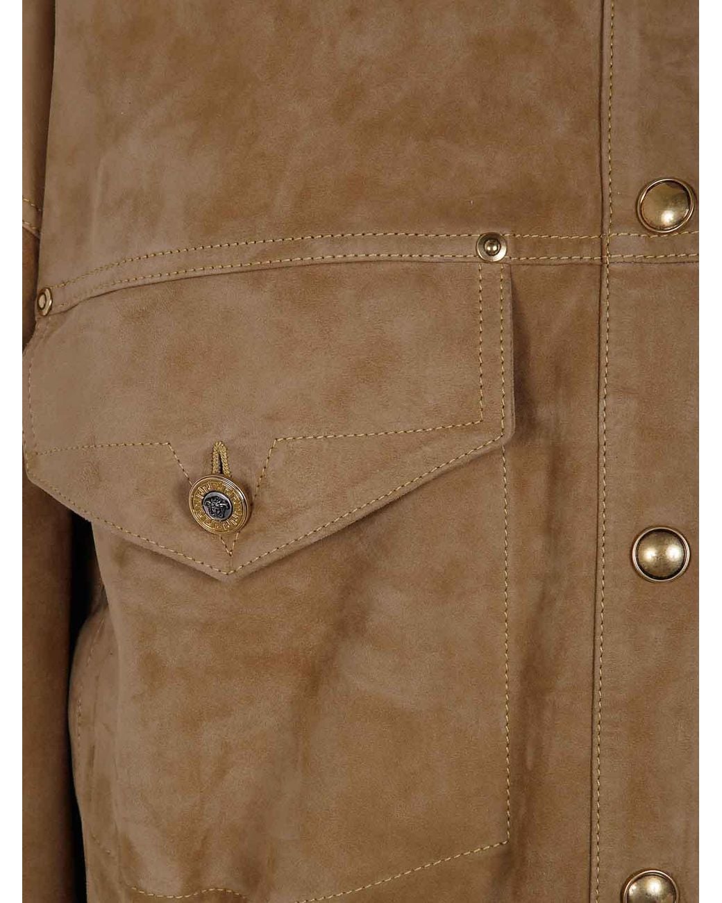 Versace Brown Blouson Leather Suede Effect Leather