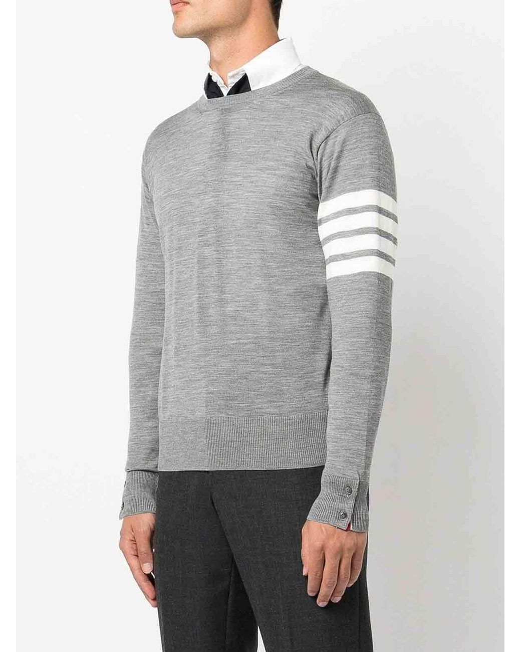 Thom Browne Gray 4Bar Wool Sweater for men