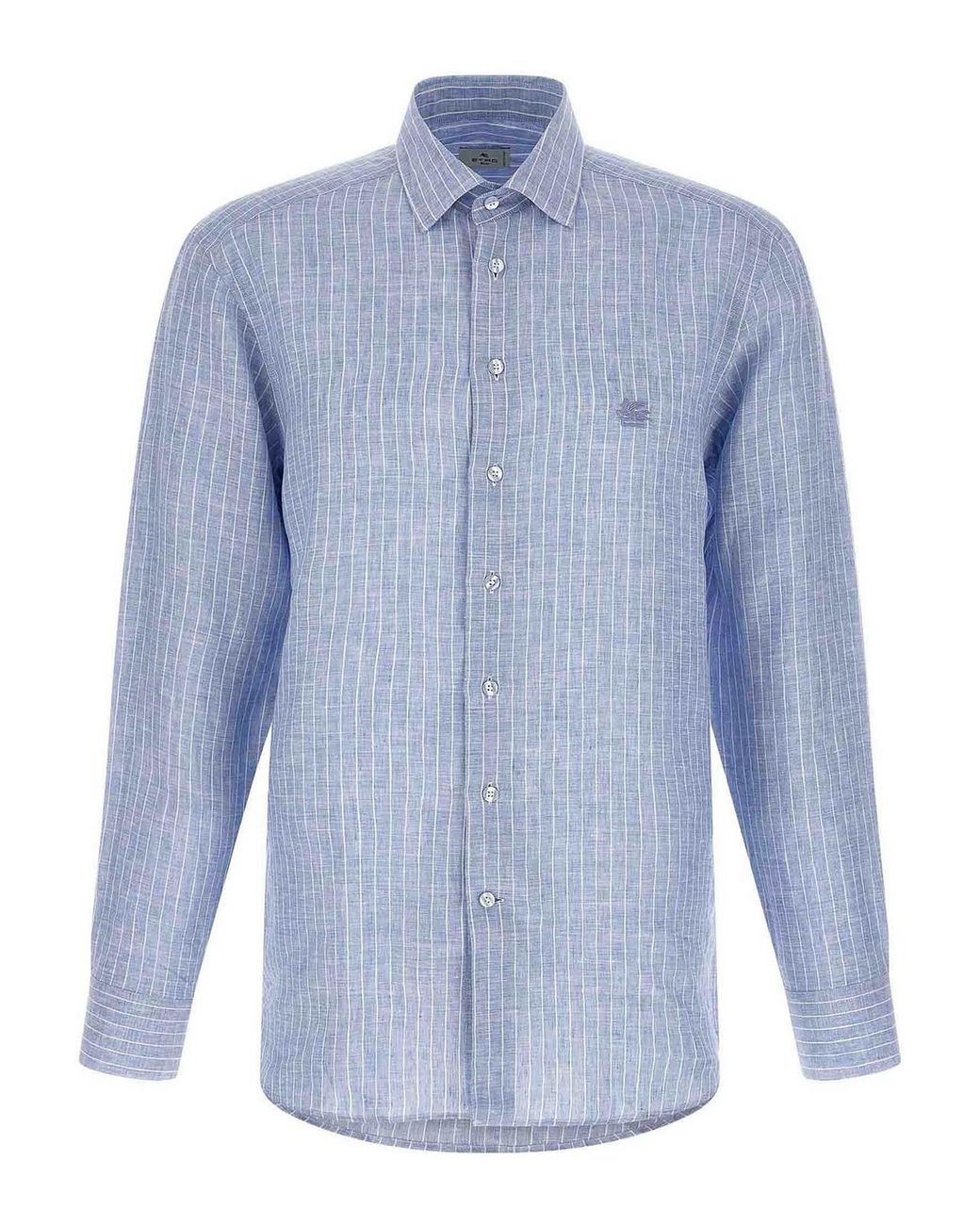 Etro Blue Striped Linen Shirt for men