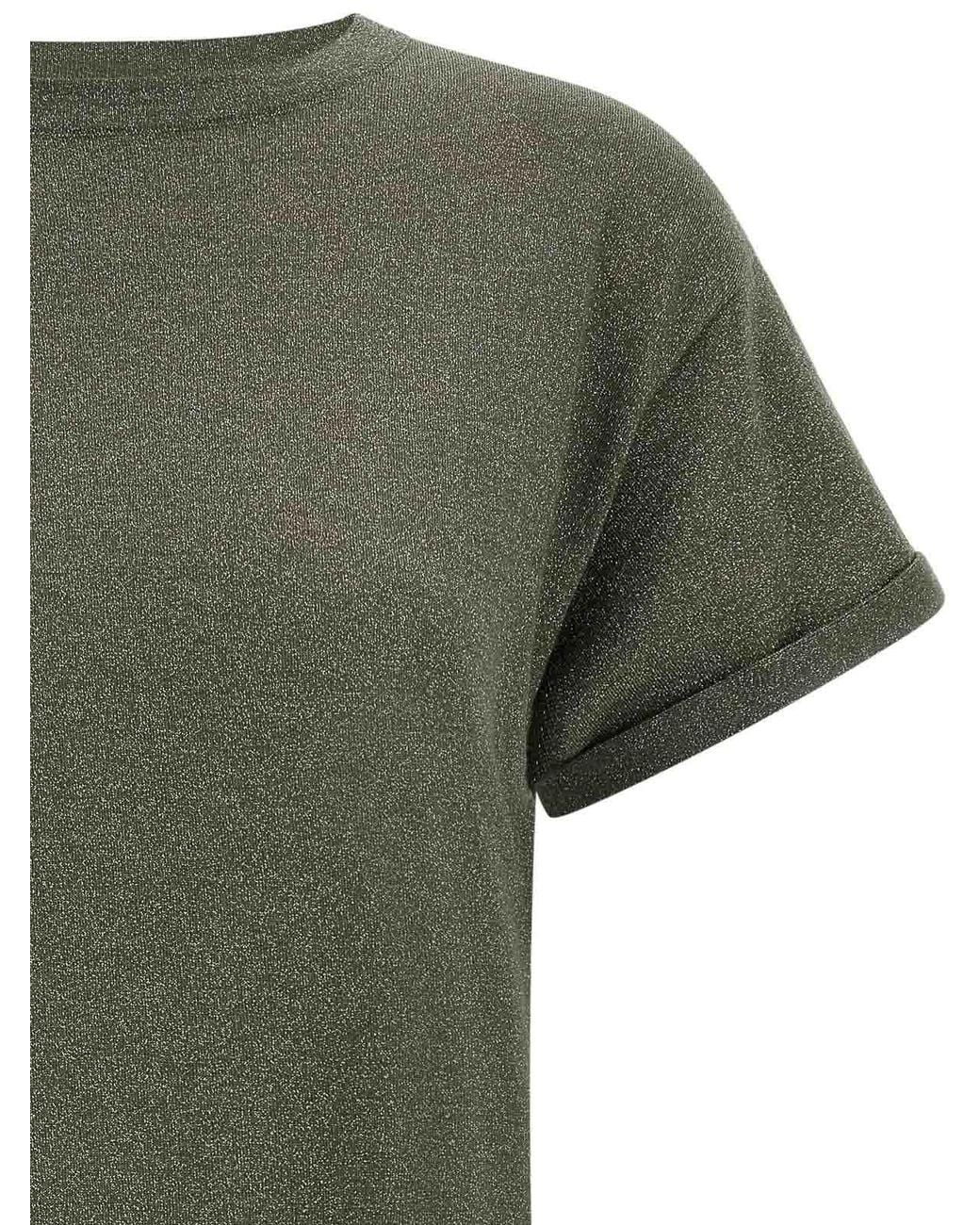 Brunello Cucinelli Green Sparkling Cashmere-Silk T-Shirt