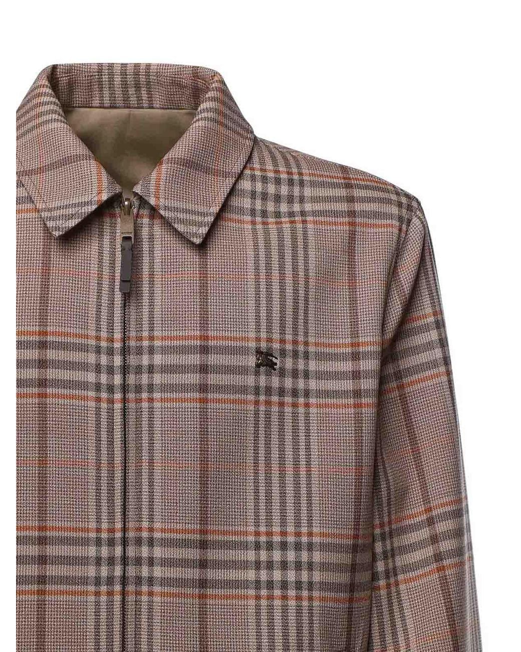Burberry Brown Reversible Check Wool Jacket for men