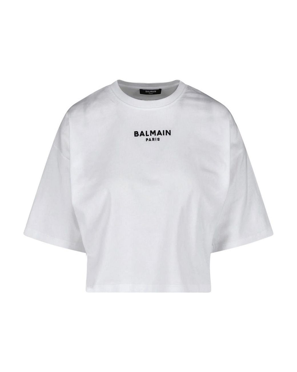 Balmain White Crop Logo T-Shirt