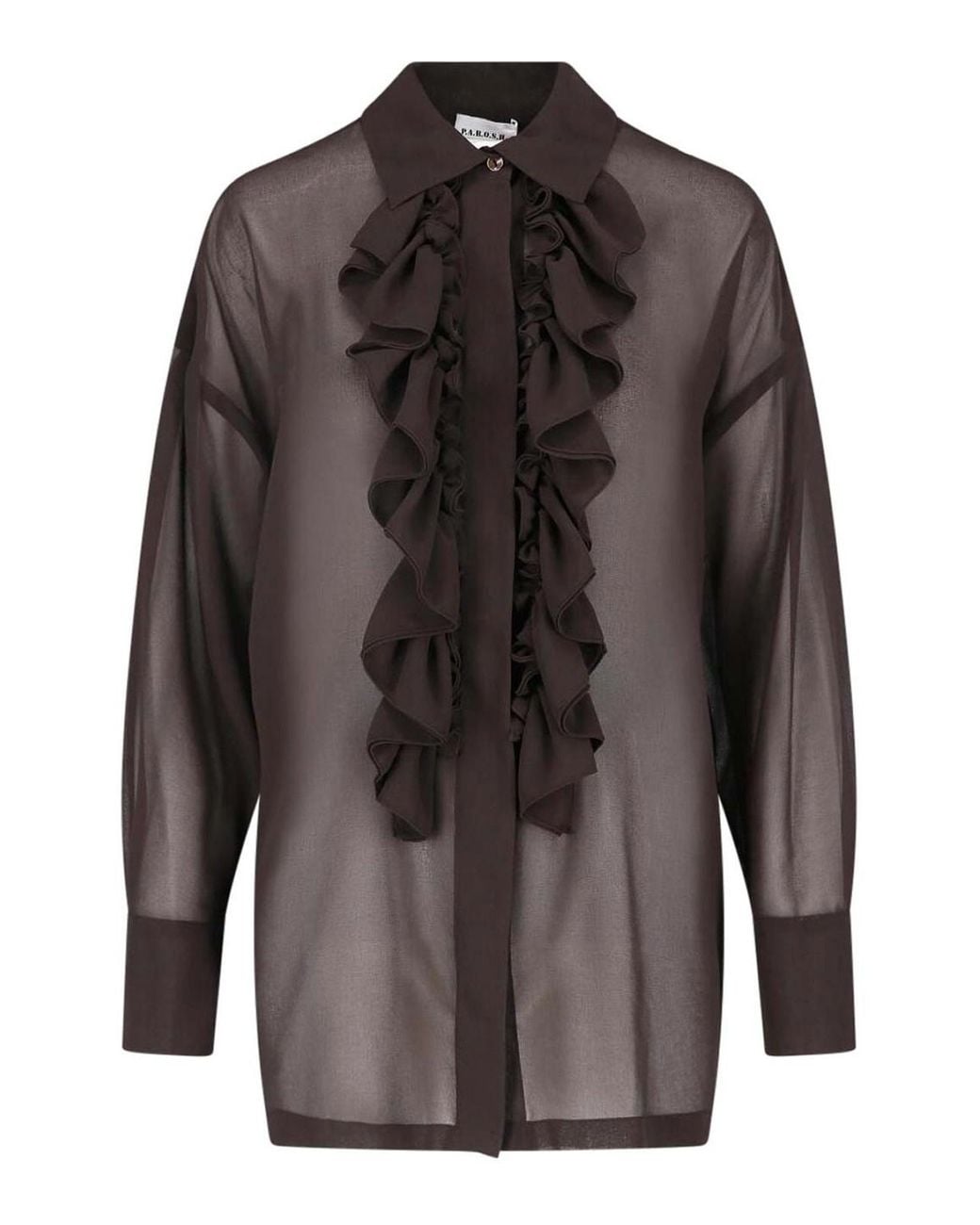 P.A.R.O.S.H. Gray Shirt With Ruffles