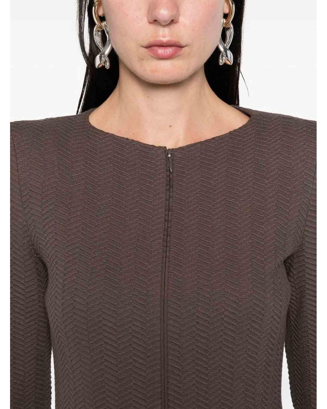 Emporio Armani Brown Cotton Blend Blazer Jacket