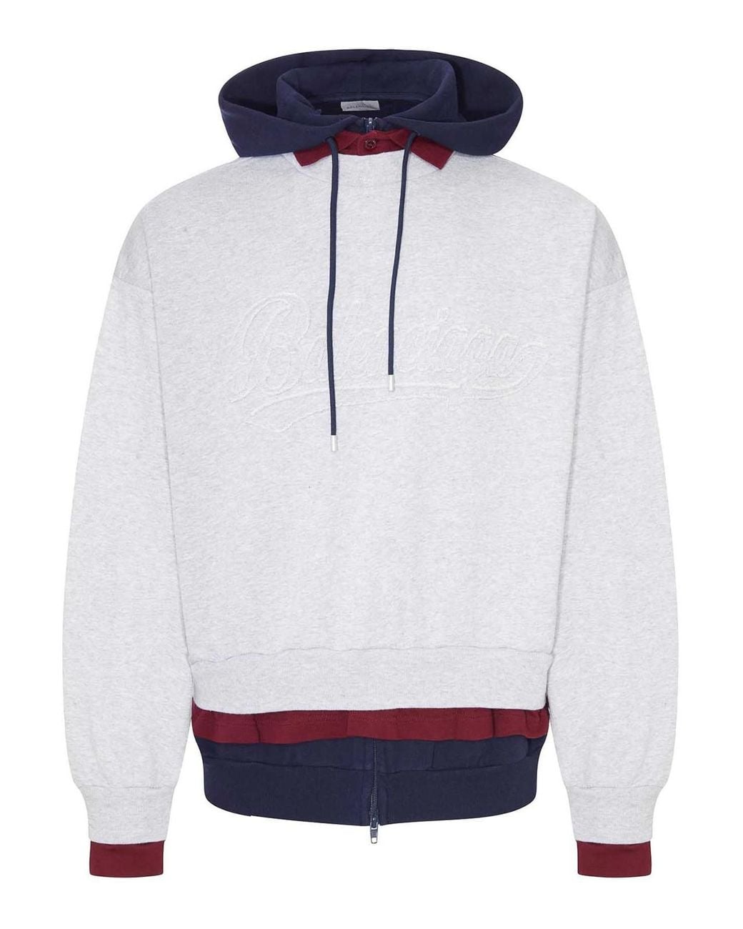 Balenciaga White Layered Dry Molleton Hoodie for men