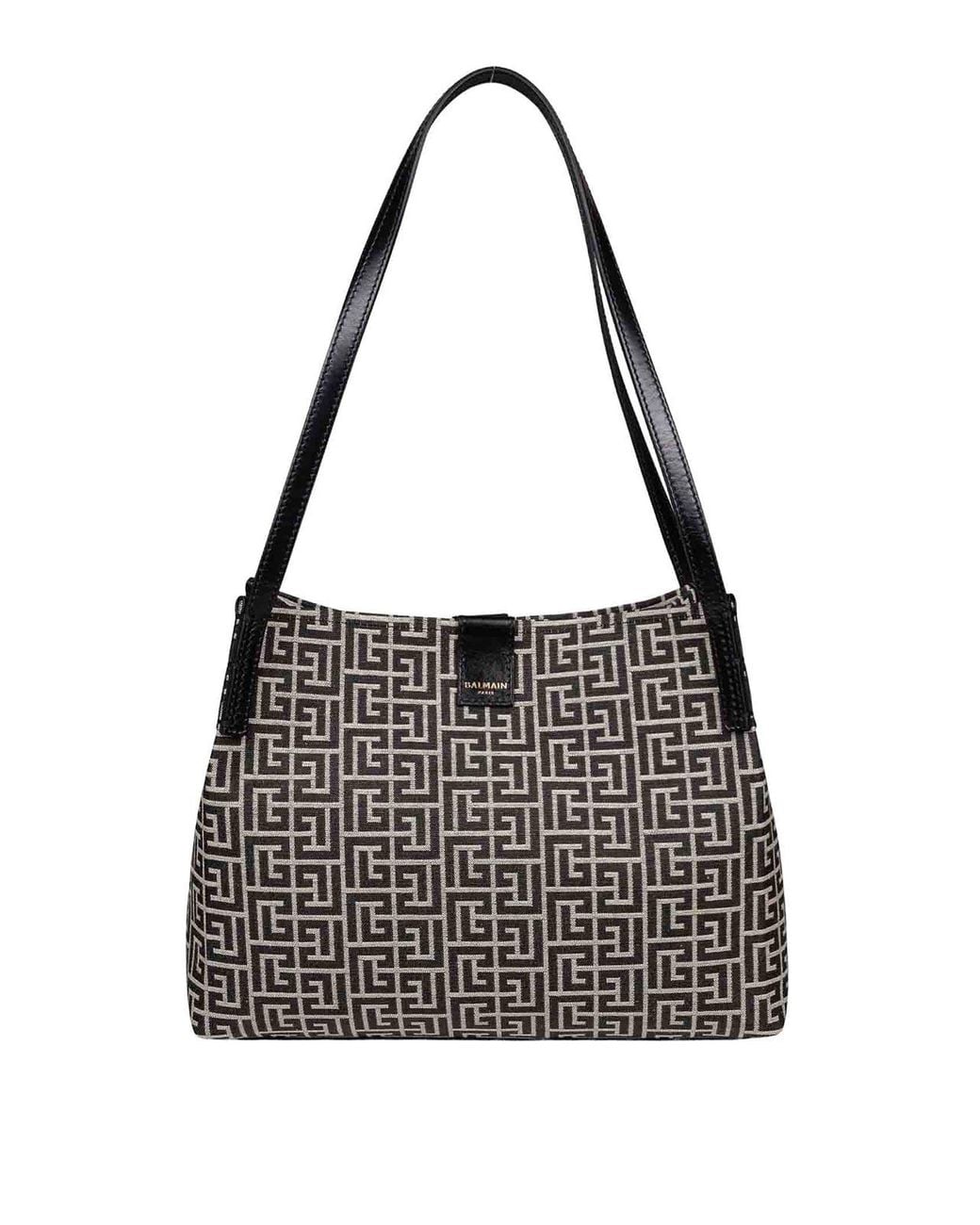 Balmain Black Balmain Release Canvas And Leather Shopper Bag, Ivory Shopping