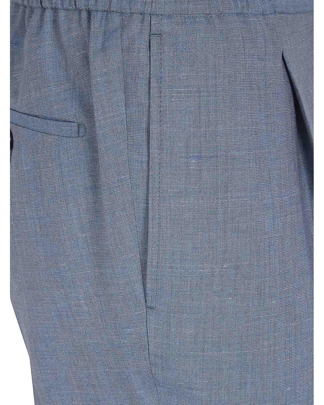 Incotex Blue Elastic Coulisse Waist Chino Trousers for men