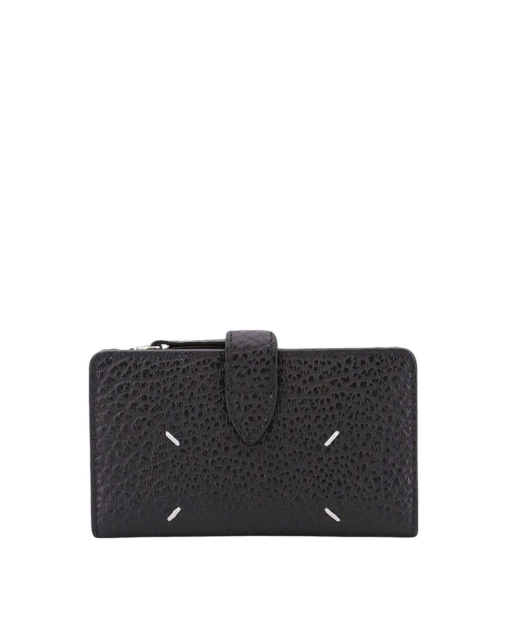 Maison Margiela Black Leather Card Holder With Iconic Stitching for men