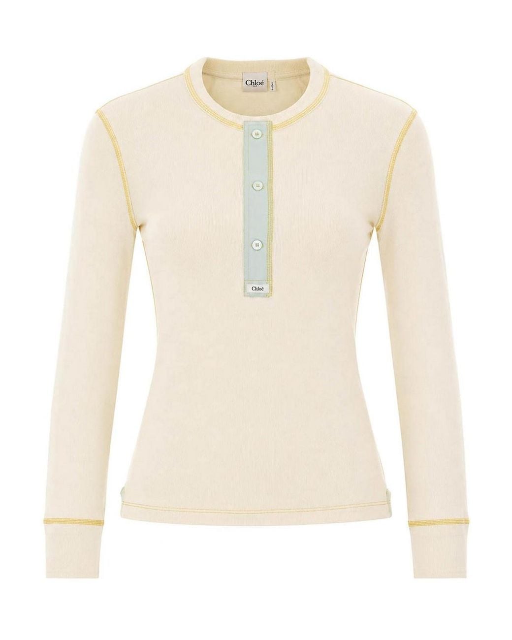 Chloé Natural Fitted Henley Shirt
