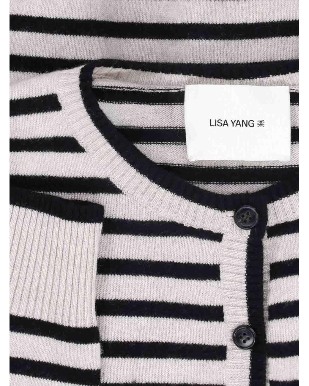 Lisa Yang Black Striped Cashmere Cardigan