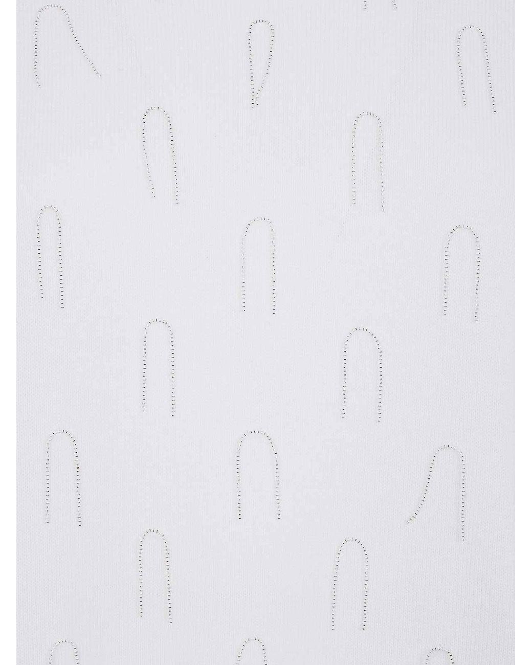 Fabiana Filippi White Platinum Cap Sleeve Sweater With Embrodery