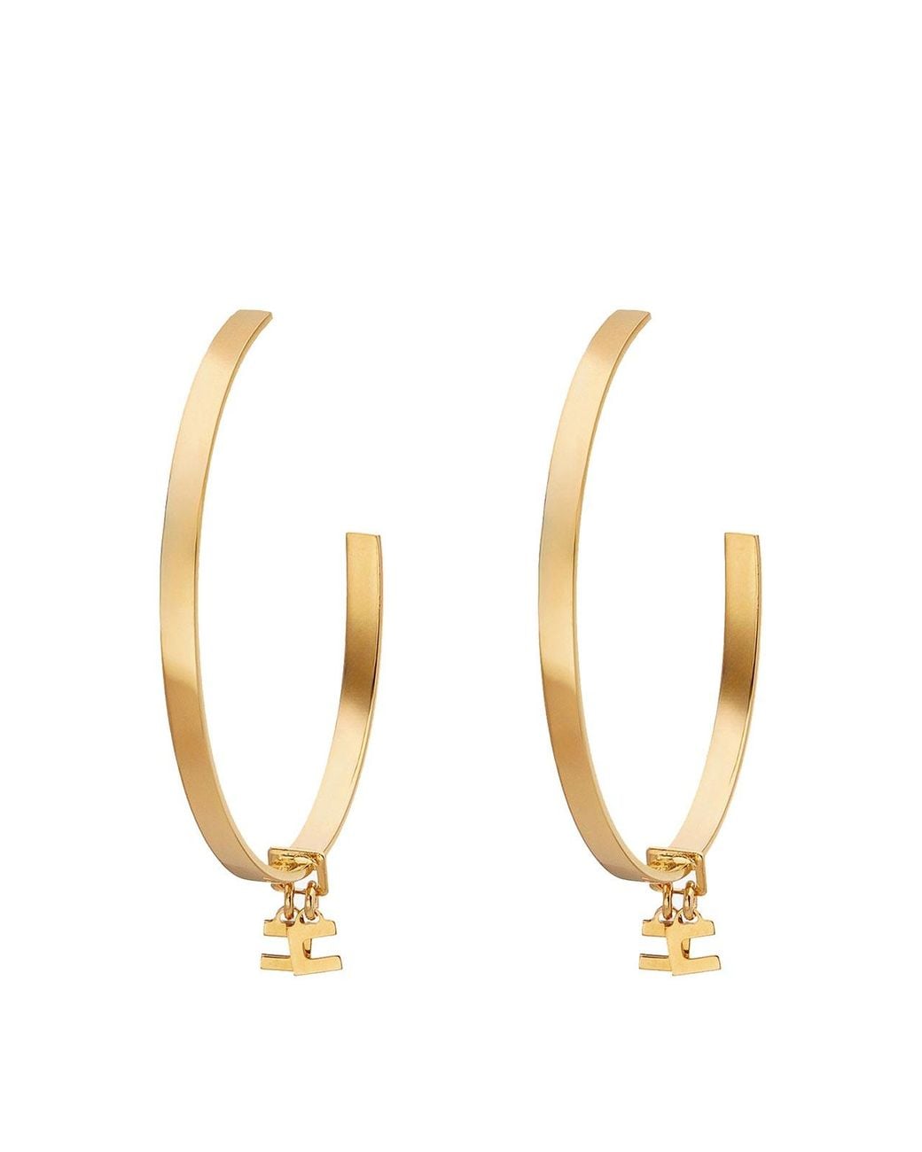 Elisabetta Franchi Metallic Logo Earrings