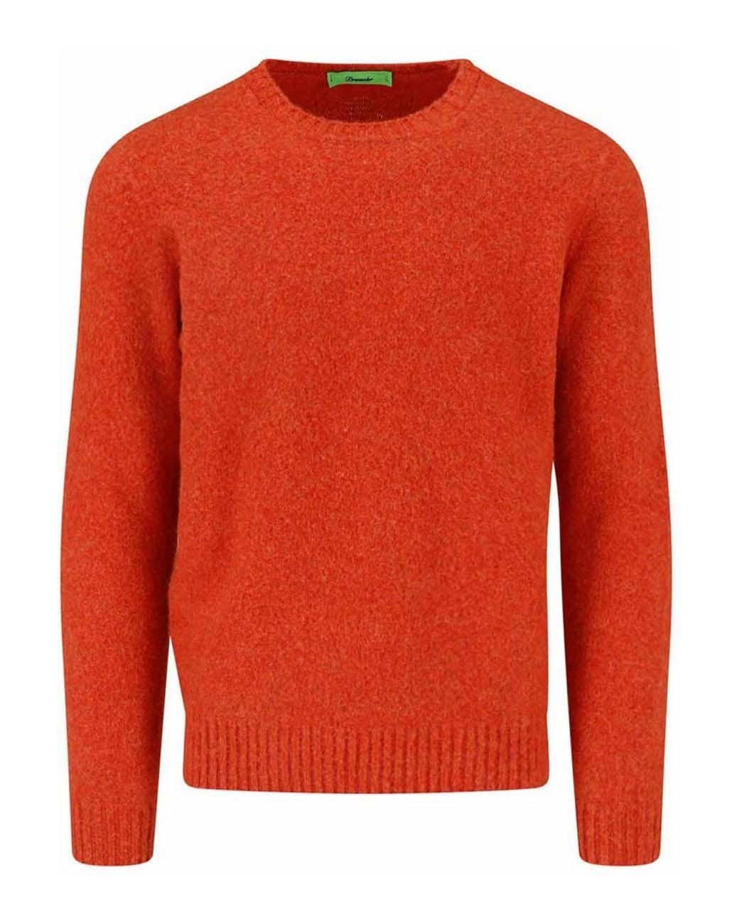 Drumohr Orange Lambswool Sweater for men