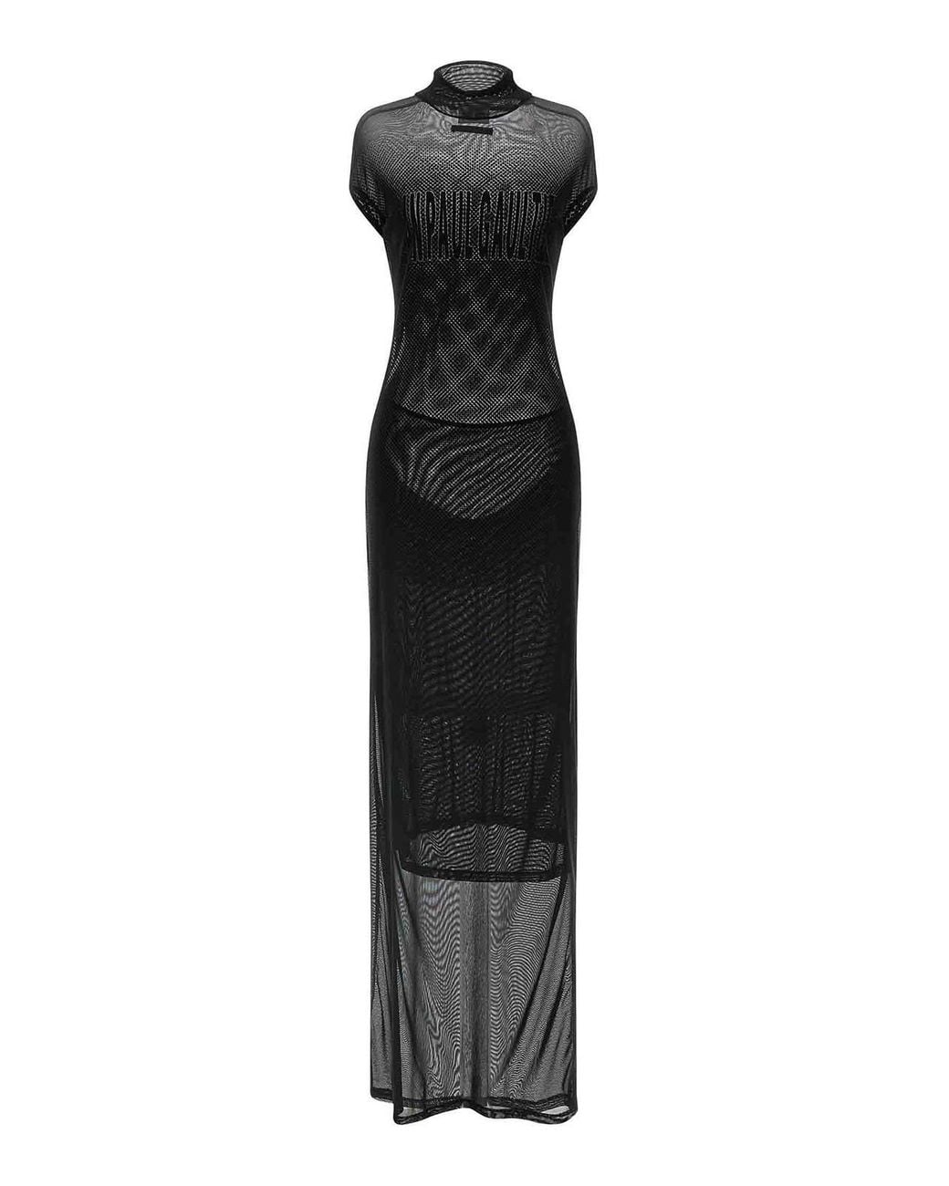 Jean Paul Gaultier Black Flocked Dress
